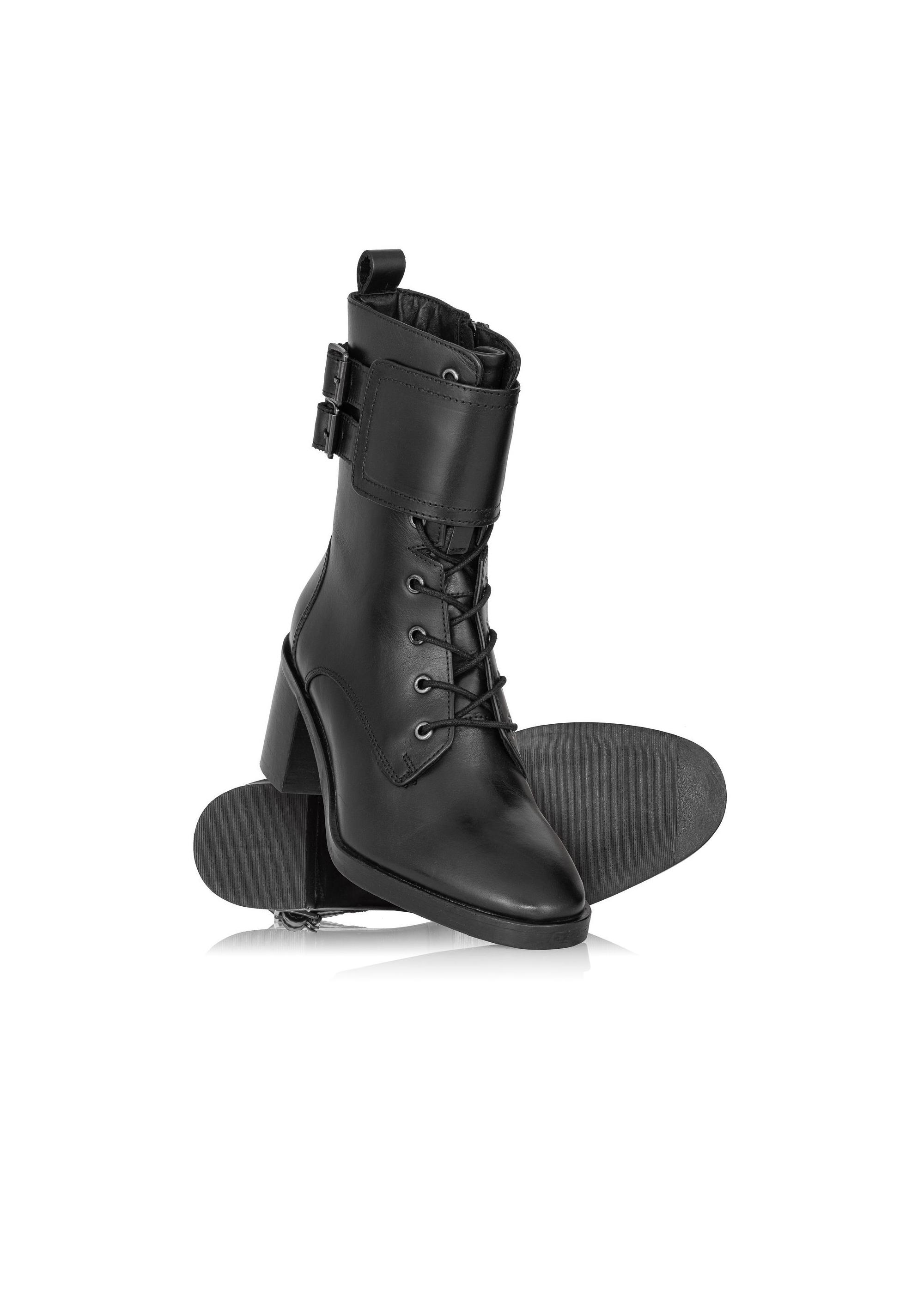 Women's black leather boots BUTYD-1028-99(Z23)-04