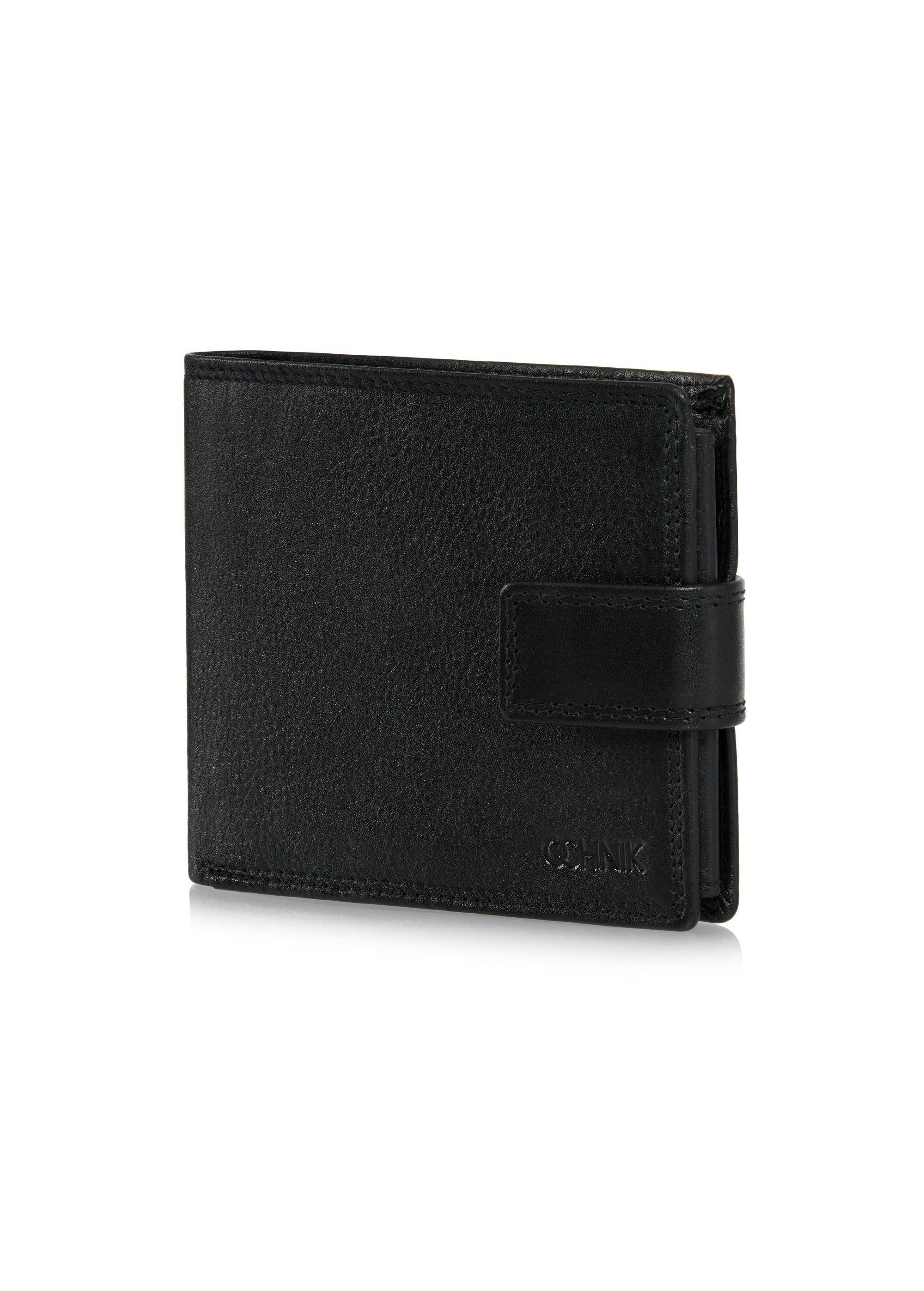 Men's black leather clasp wallet PORMS-0606-99(W24)-03