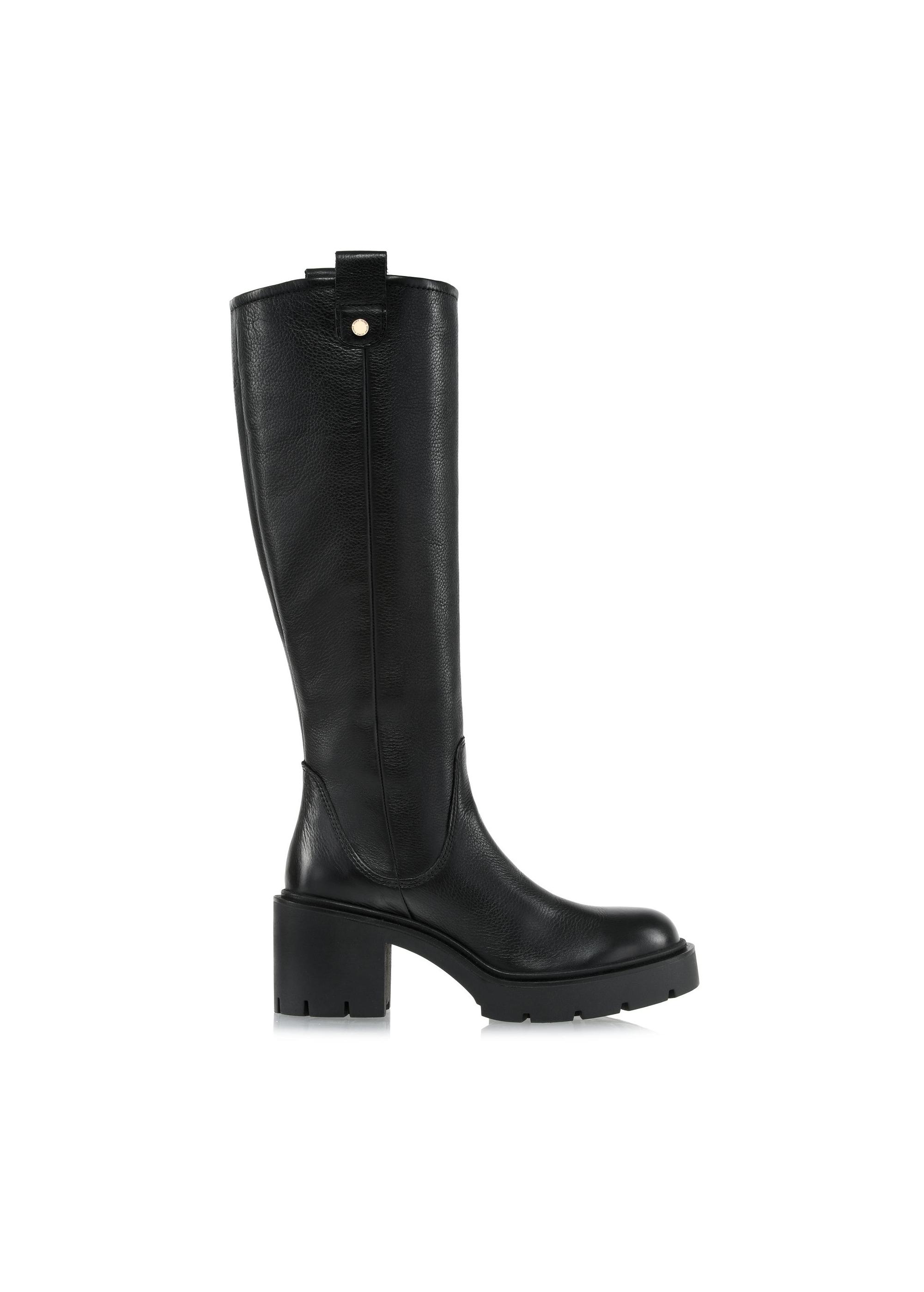 Black leather women's high-heeled boots BUTYD-1096-99(Z24)-01