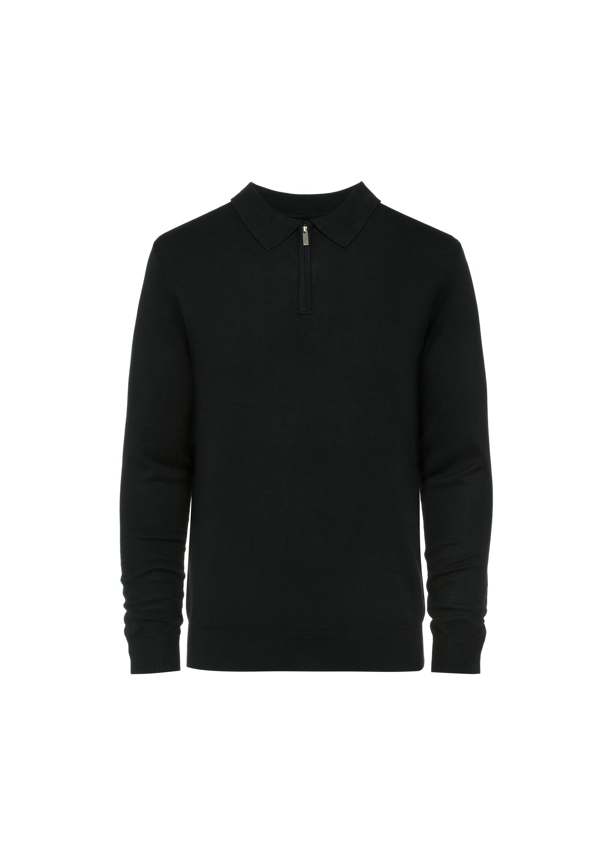 Black men's sweater with collar SWEMT-0151-99(Z24)-01