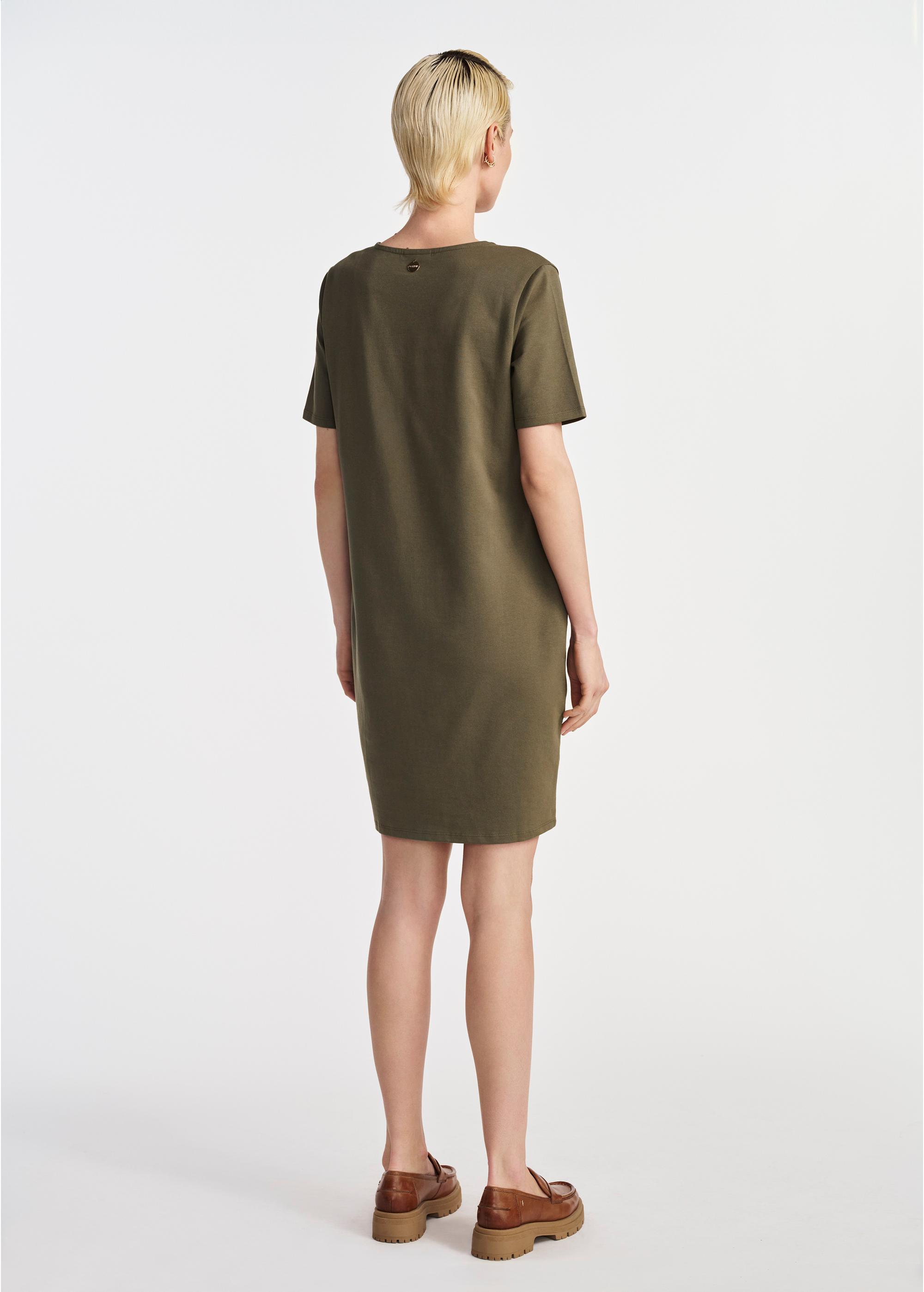 Short cotton dress in khaki color SUKDT-0185-54(W25)-03