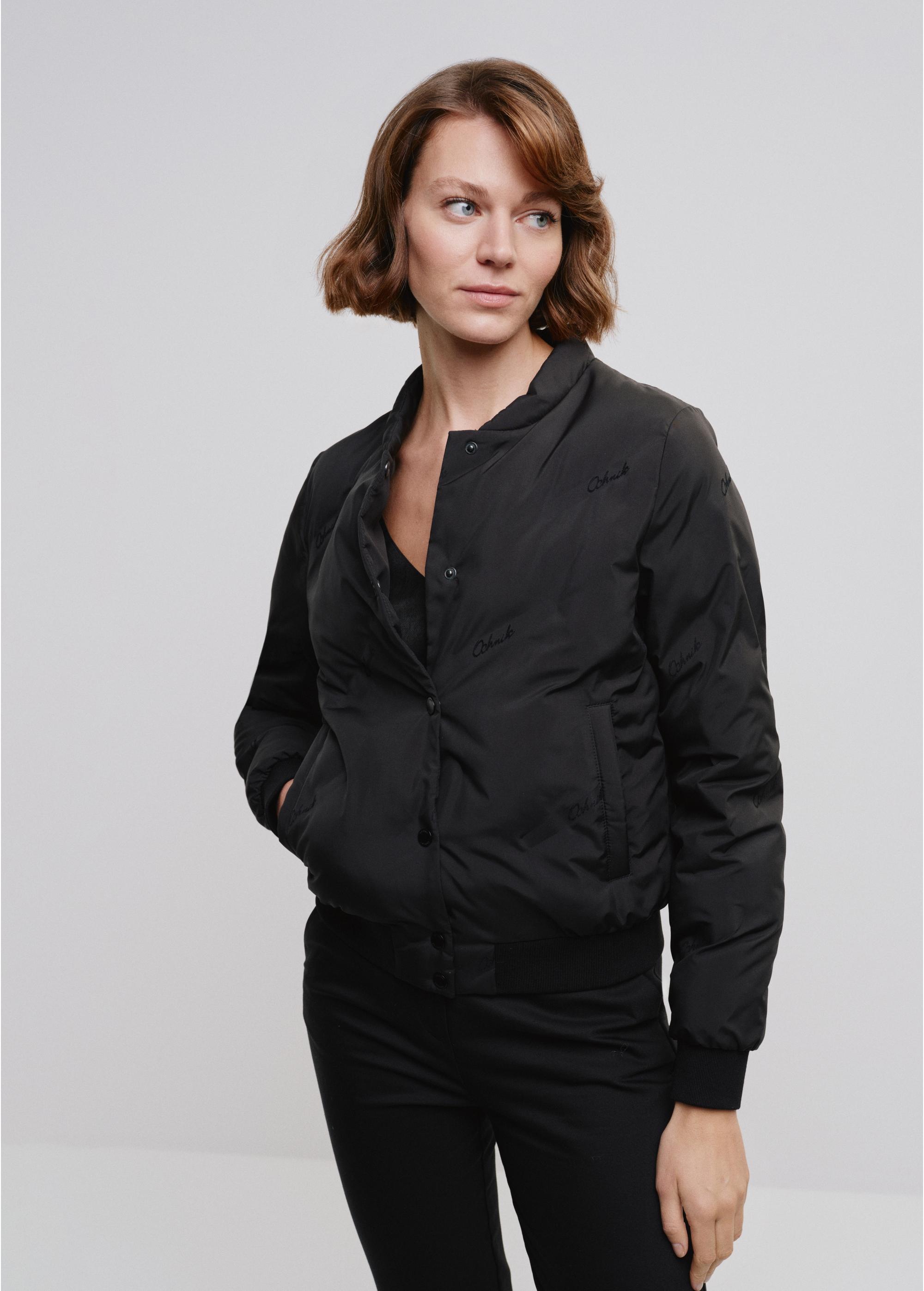 Women's black insulated bomber jacket KURDT-0502-99(W24)-02