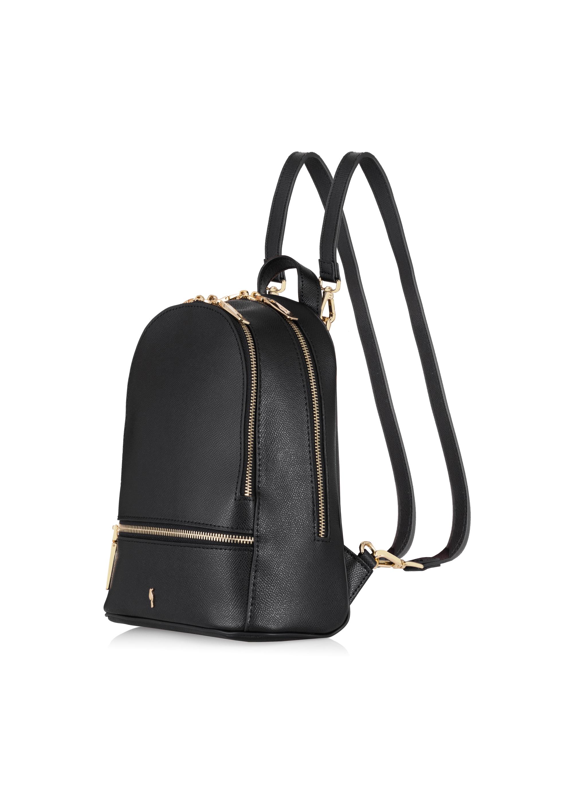 Black leather women's backpack TORES-0420B-99(Z23)-02