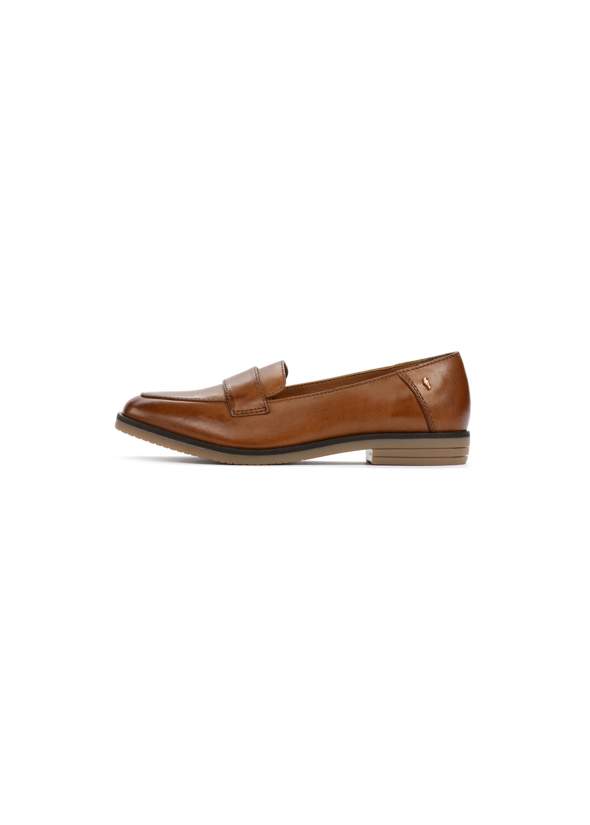 Women's leather loafers in camel color BUTYD-1067-24(W25)-03