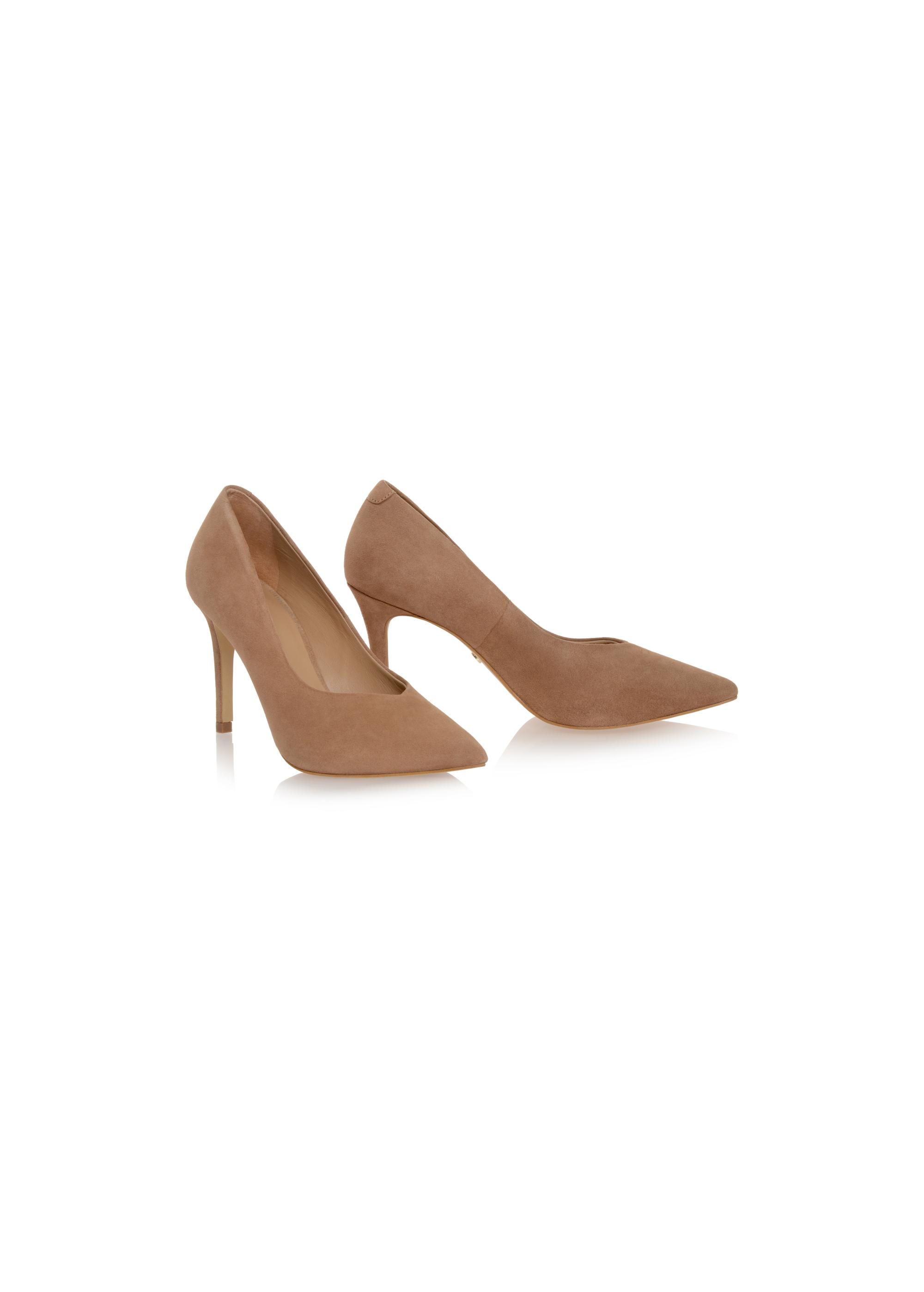 Beige velour stilettos for women BUTYD-0710-59(W24)-02