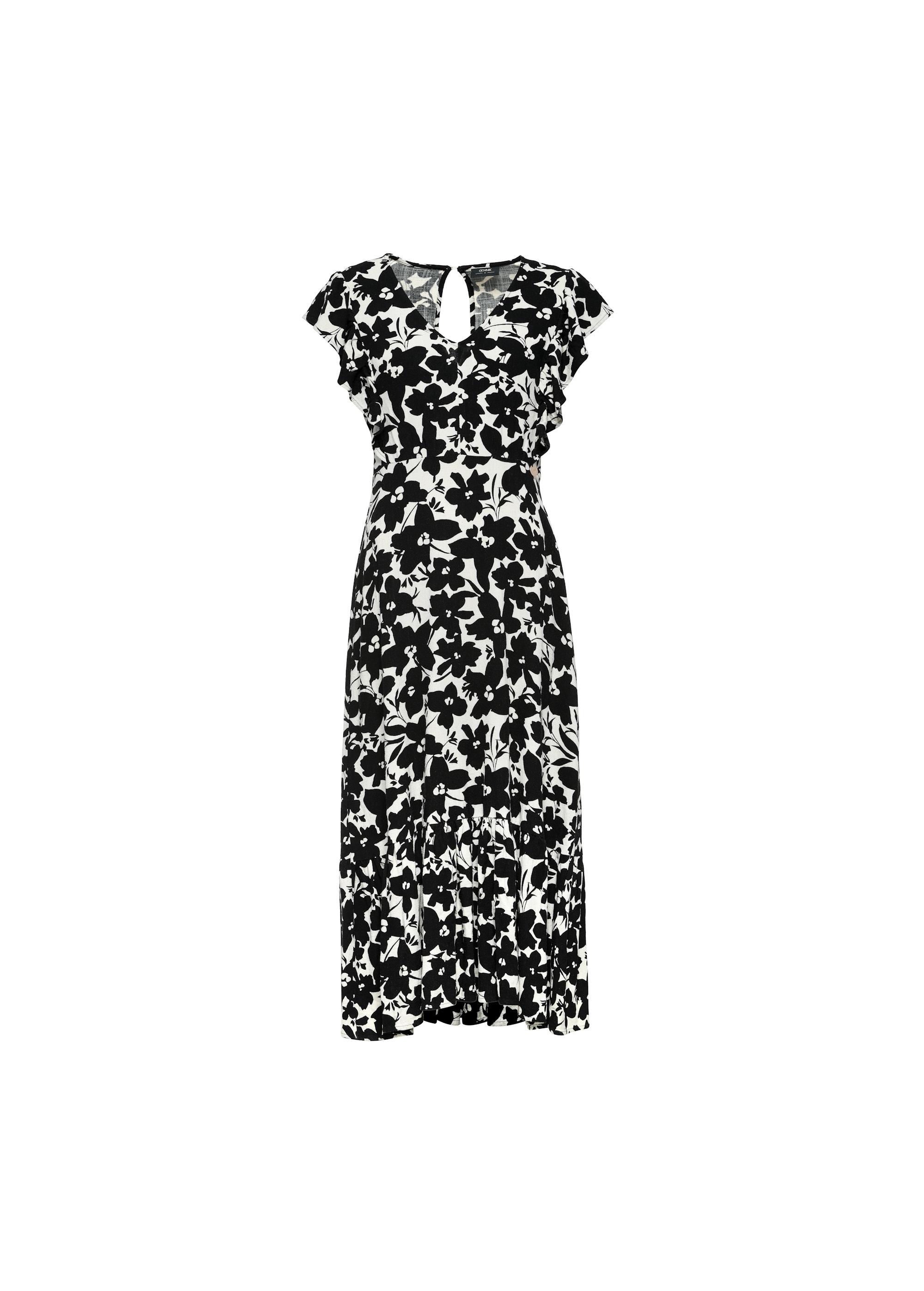 Women's dress with black flowers SUKDT-0220-81(W25)