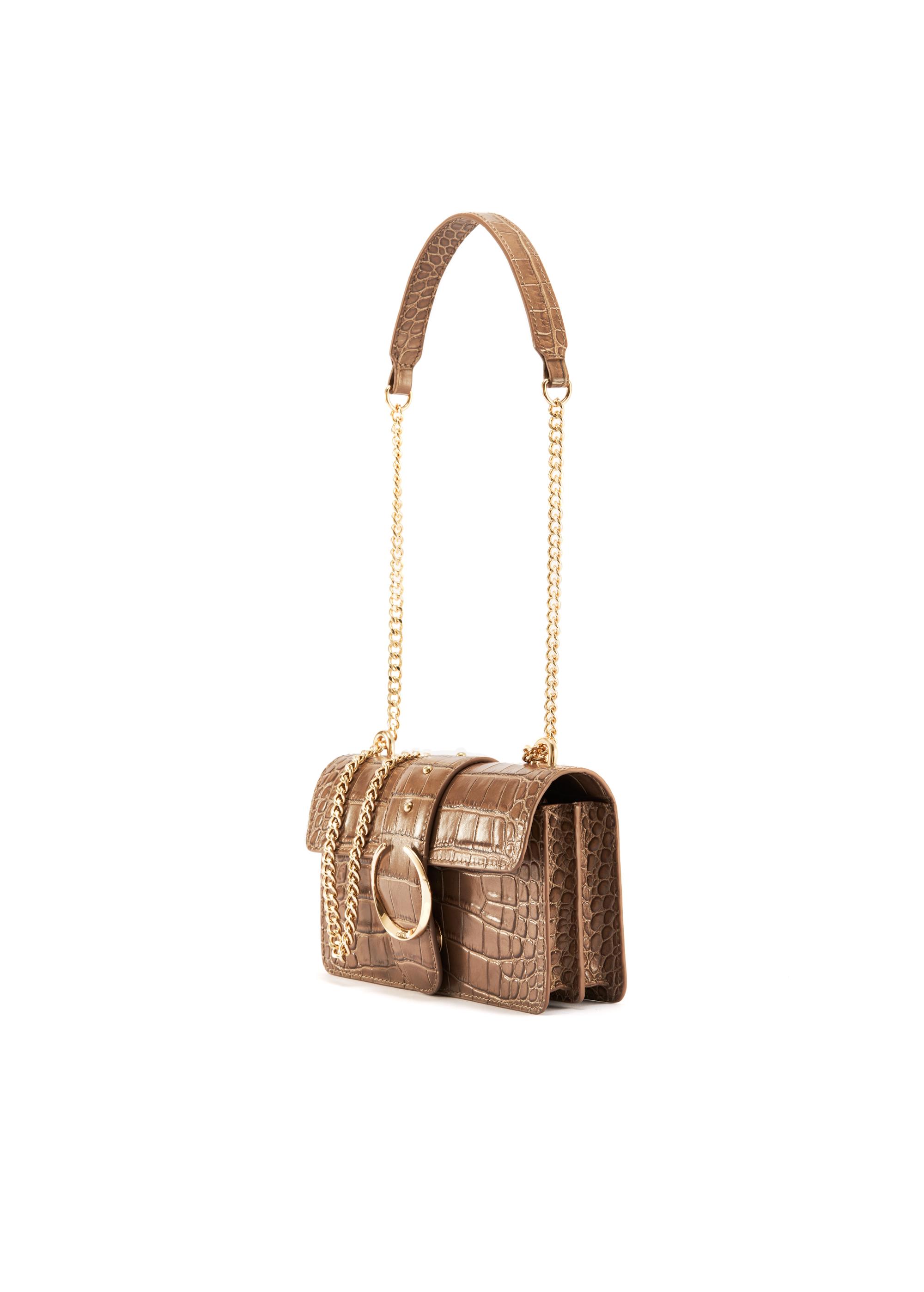 Beige small croco leather handbag TORES-1117-81(W25)-08