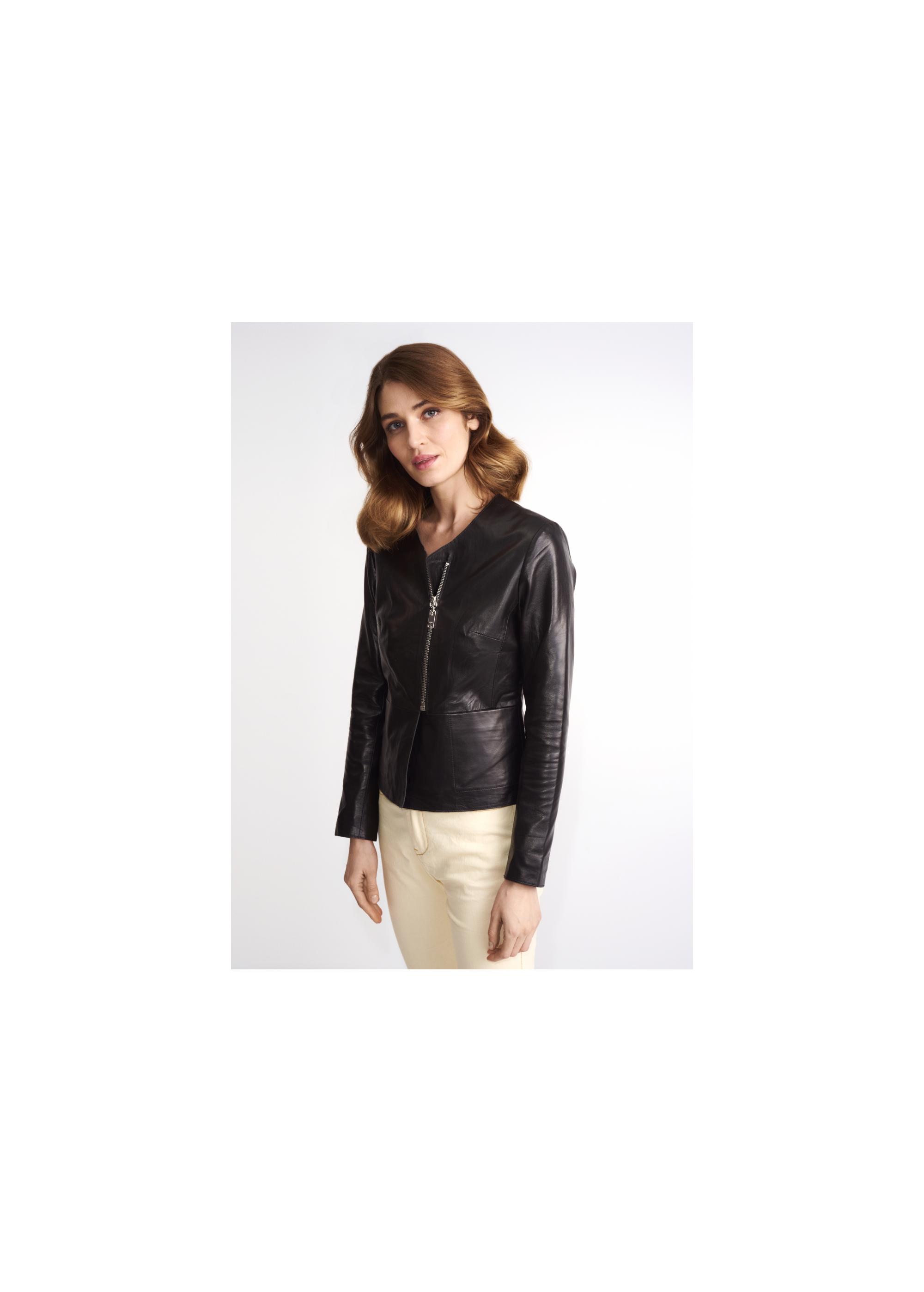 Women's classic black leather jacket KURDS-0232-4229(Z23)-02