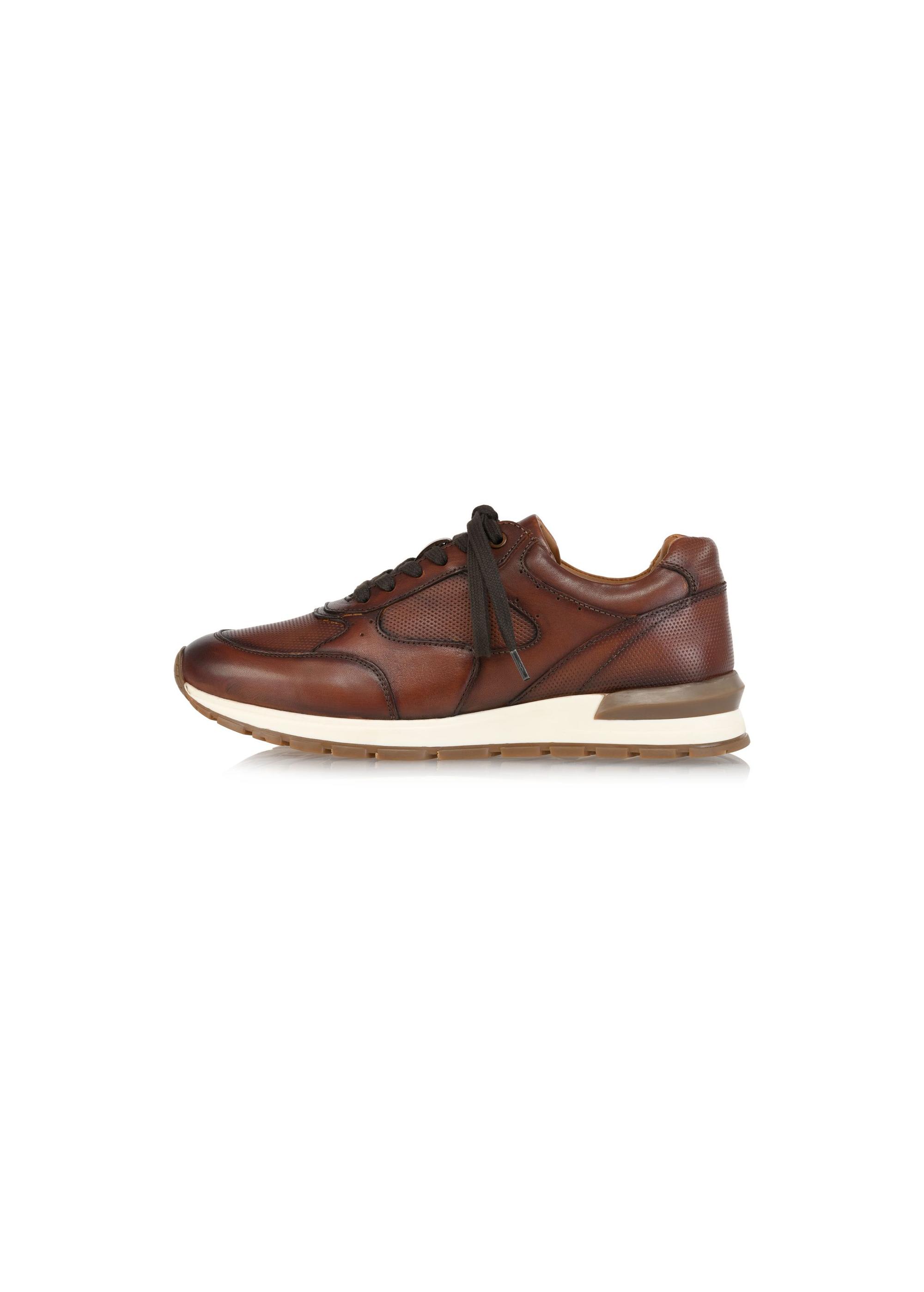 Brown leather men's sneakers BUTYM-0480-88(Z24)-03