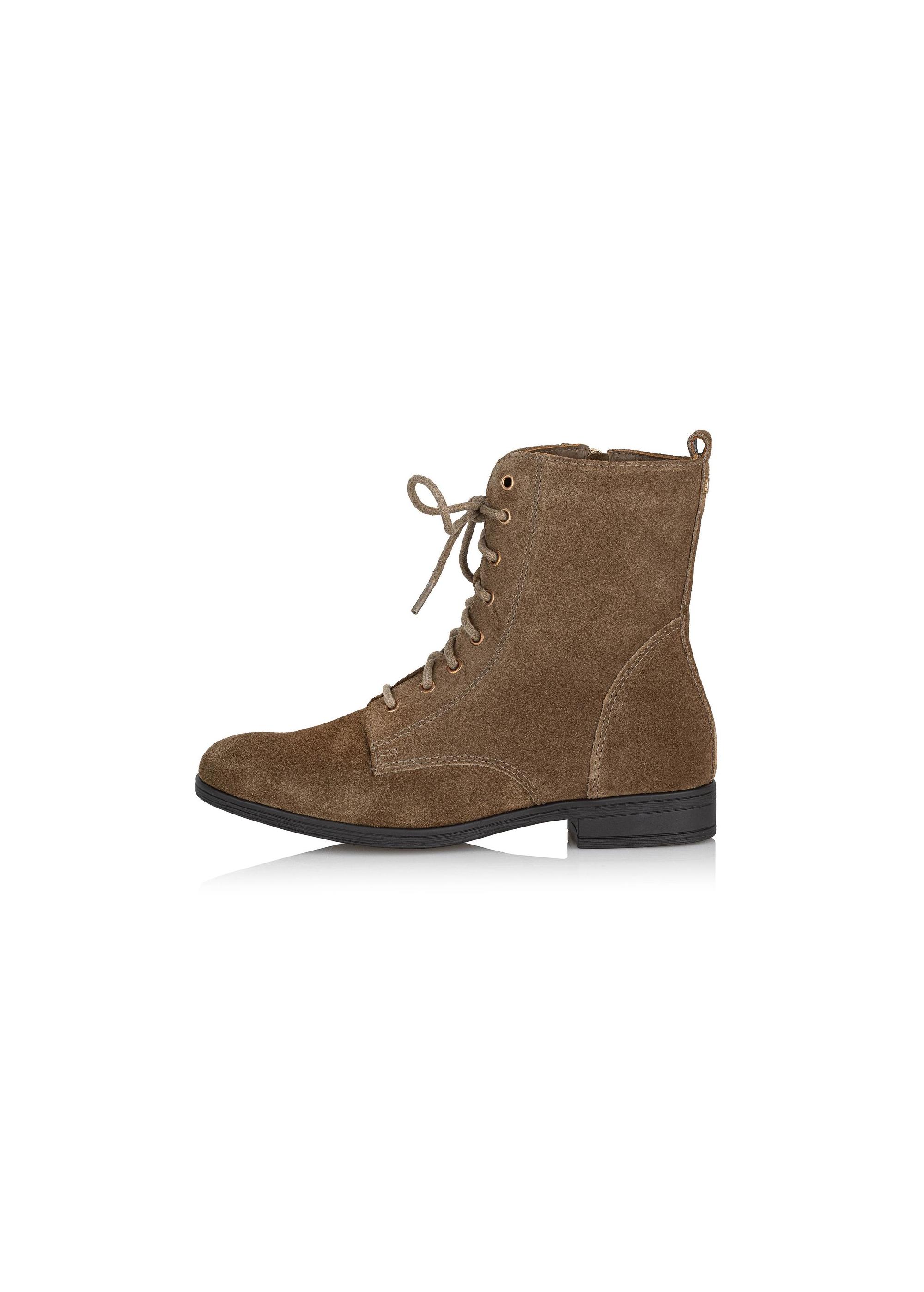 Women's suede ankle boots in khaki color BUTYD-1008-82(Z24)-03