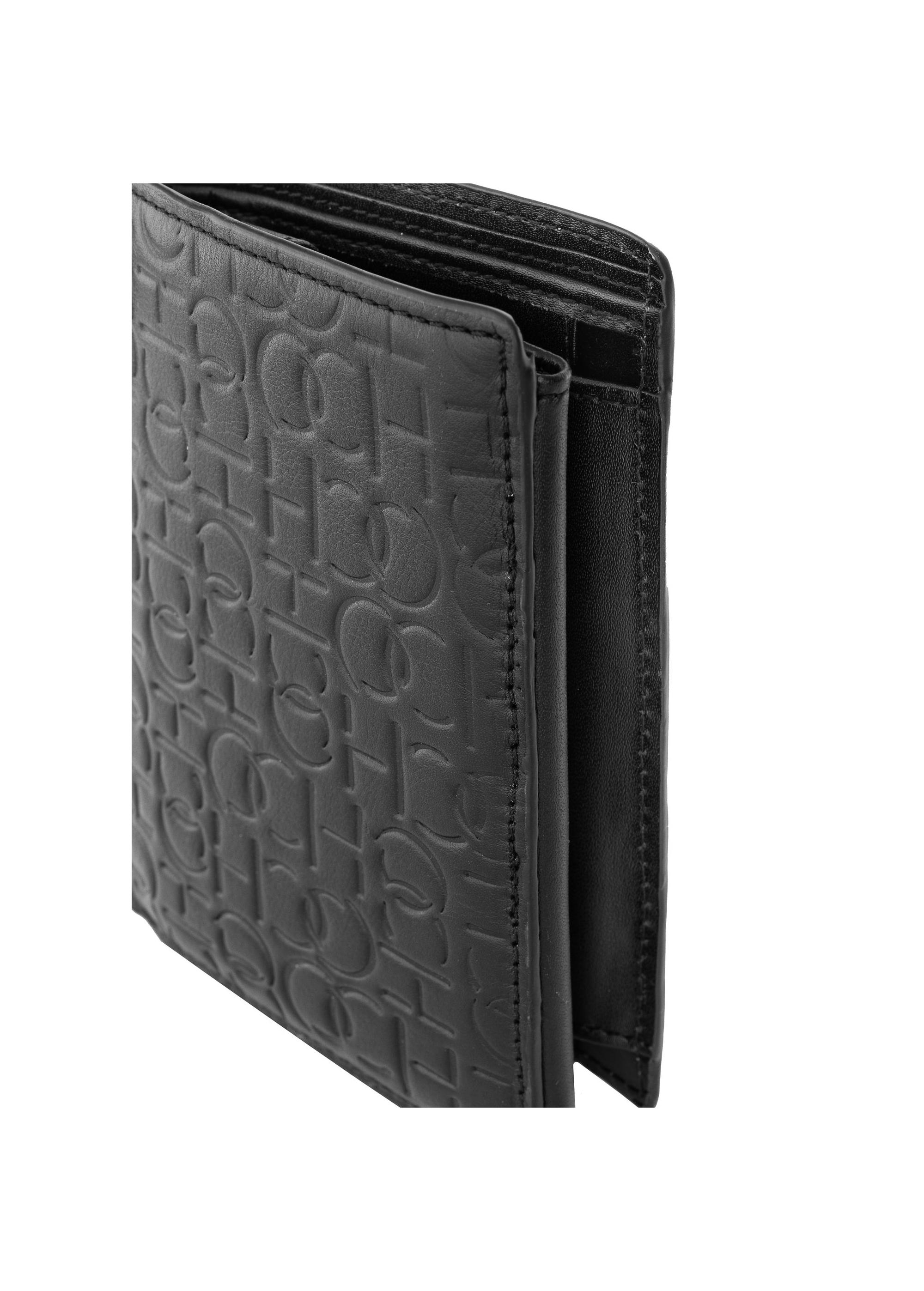 Men's black leather wallet with monogram PORMS-0600-98(Z23)-06