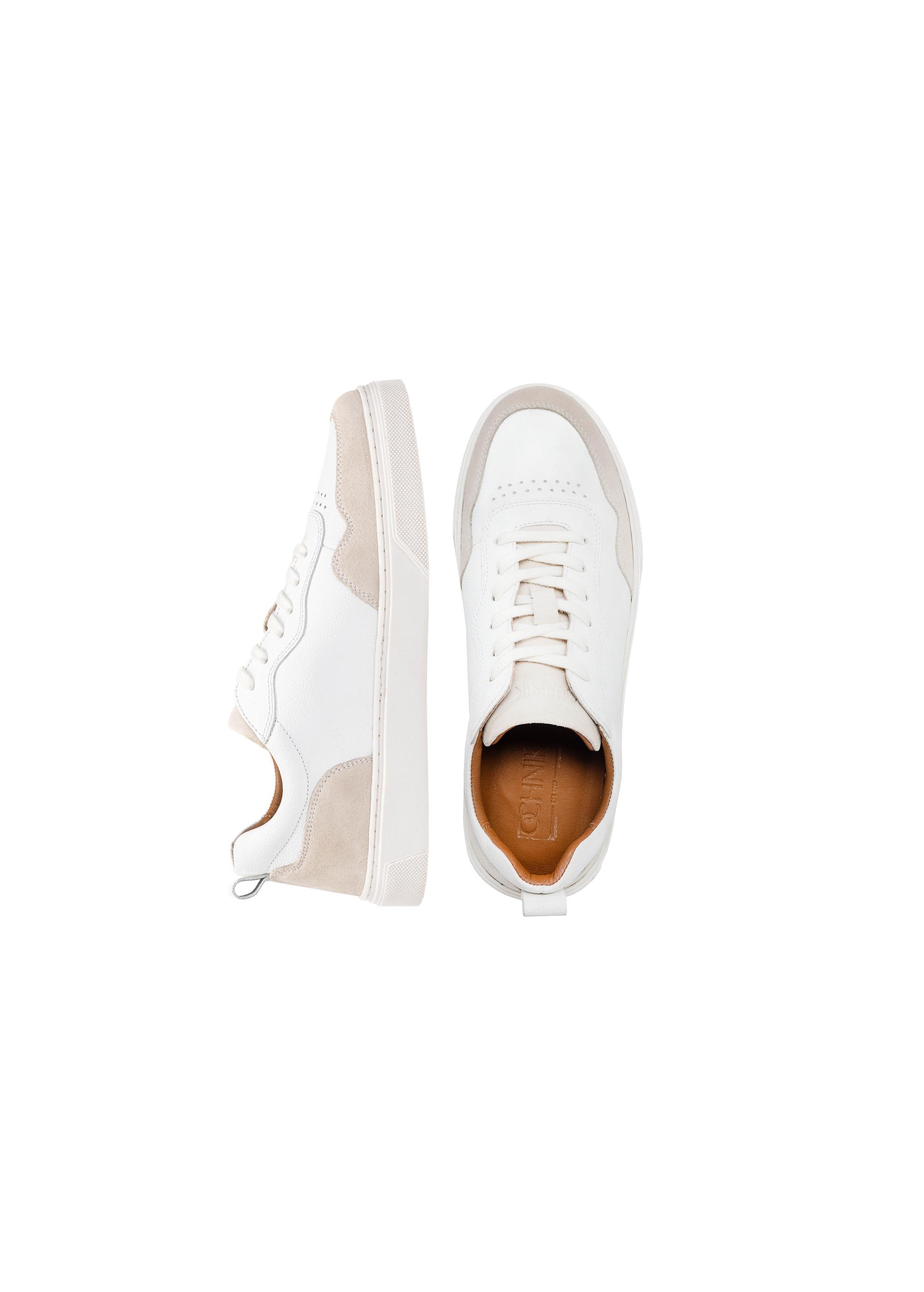 White leather men's sneakers BUTYM-0485-11(W25)-06