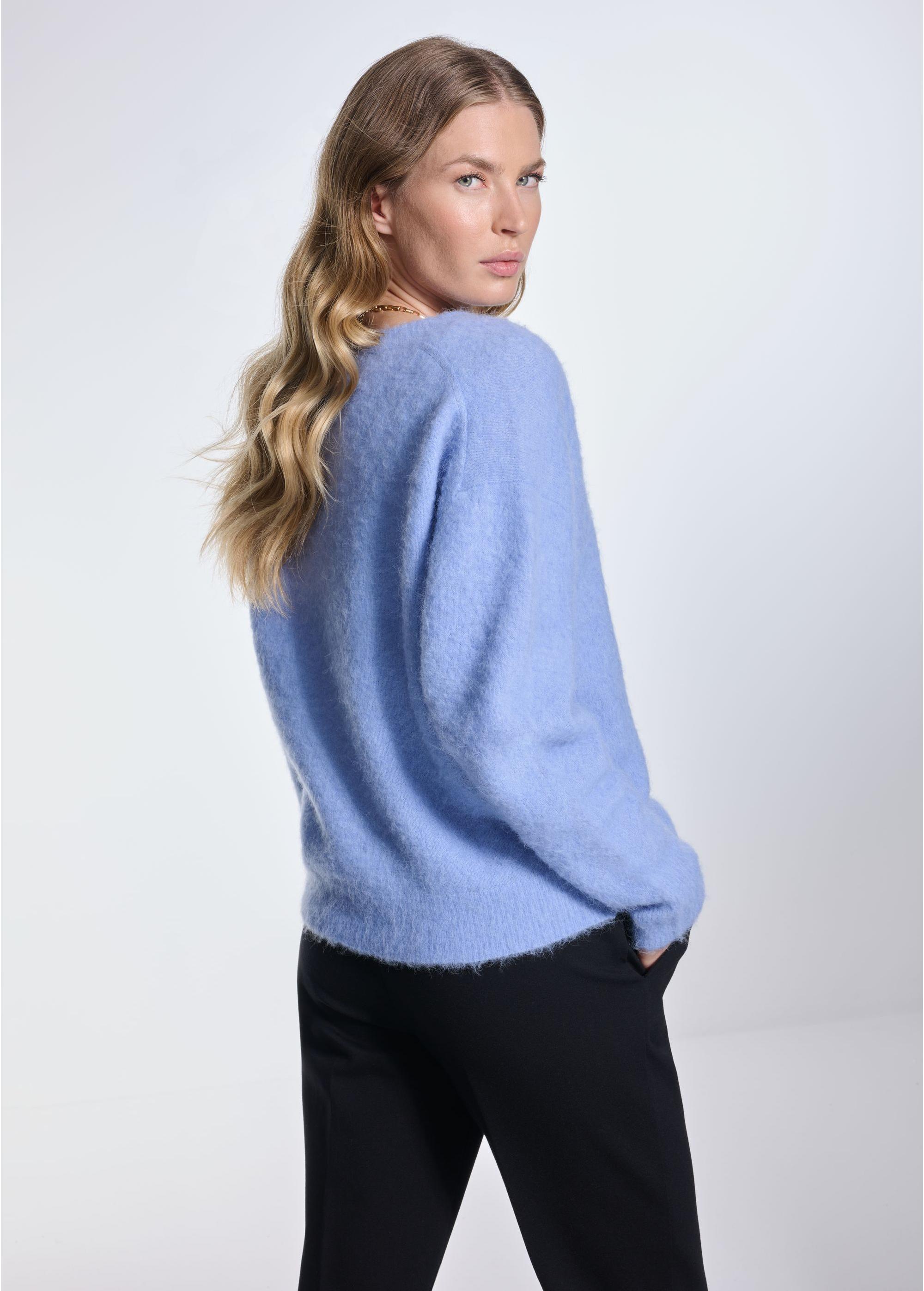 Blue woolen women's sweater SWEDT-0215-60(Z24)-04