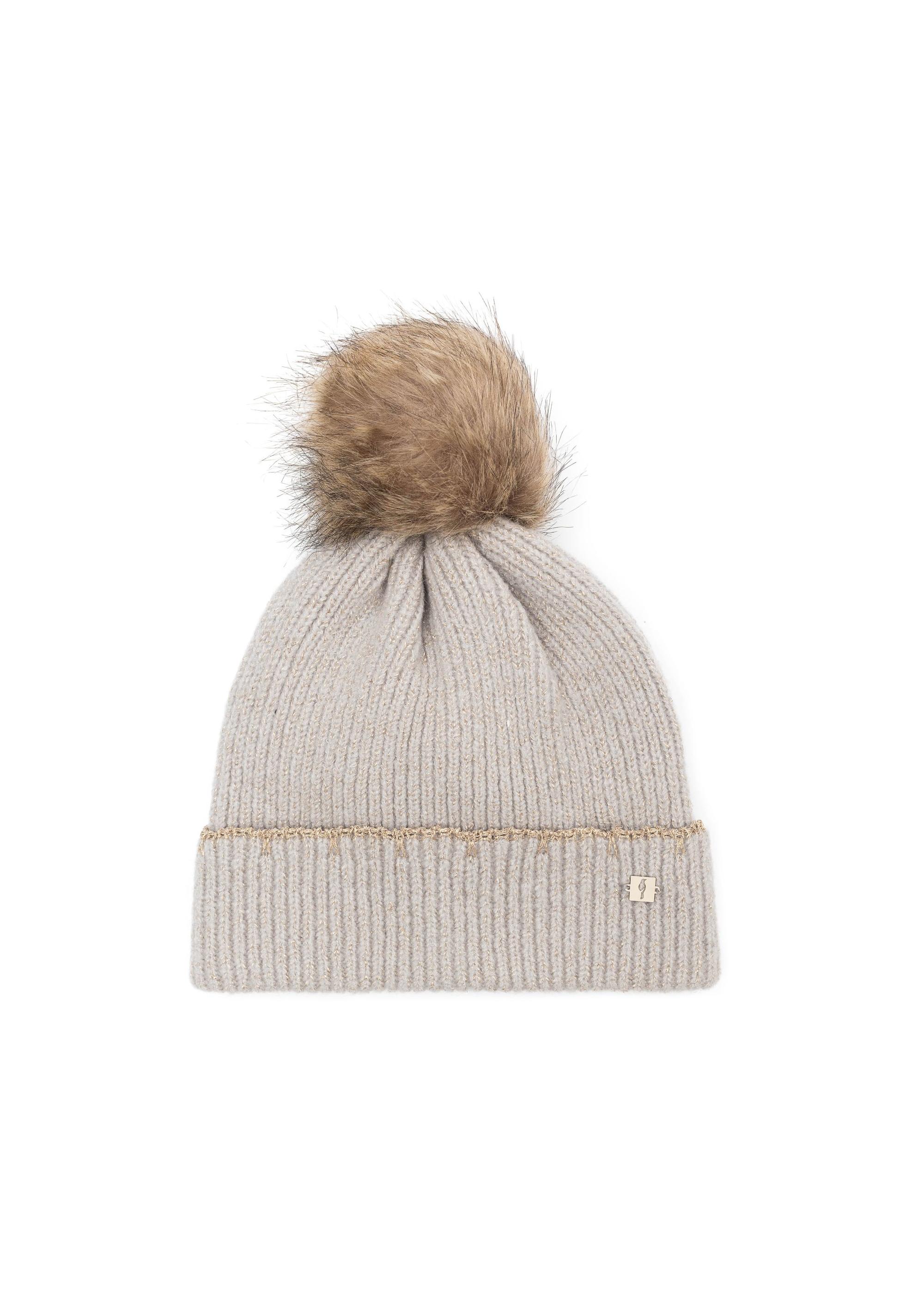 Light gray women's winter hat CZADT-0200-91(Z24)-01