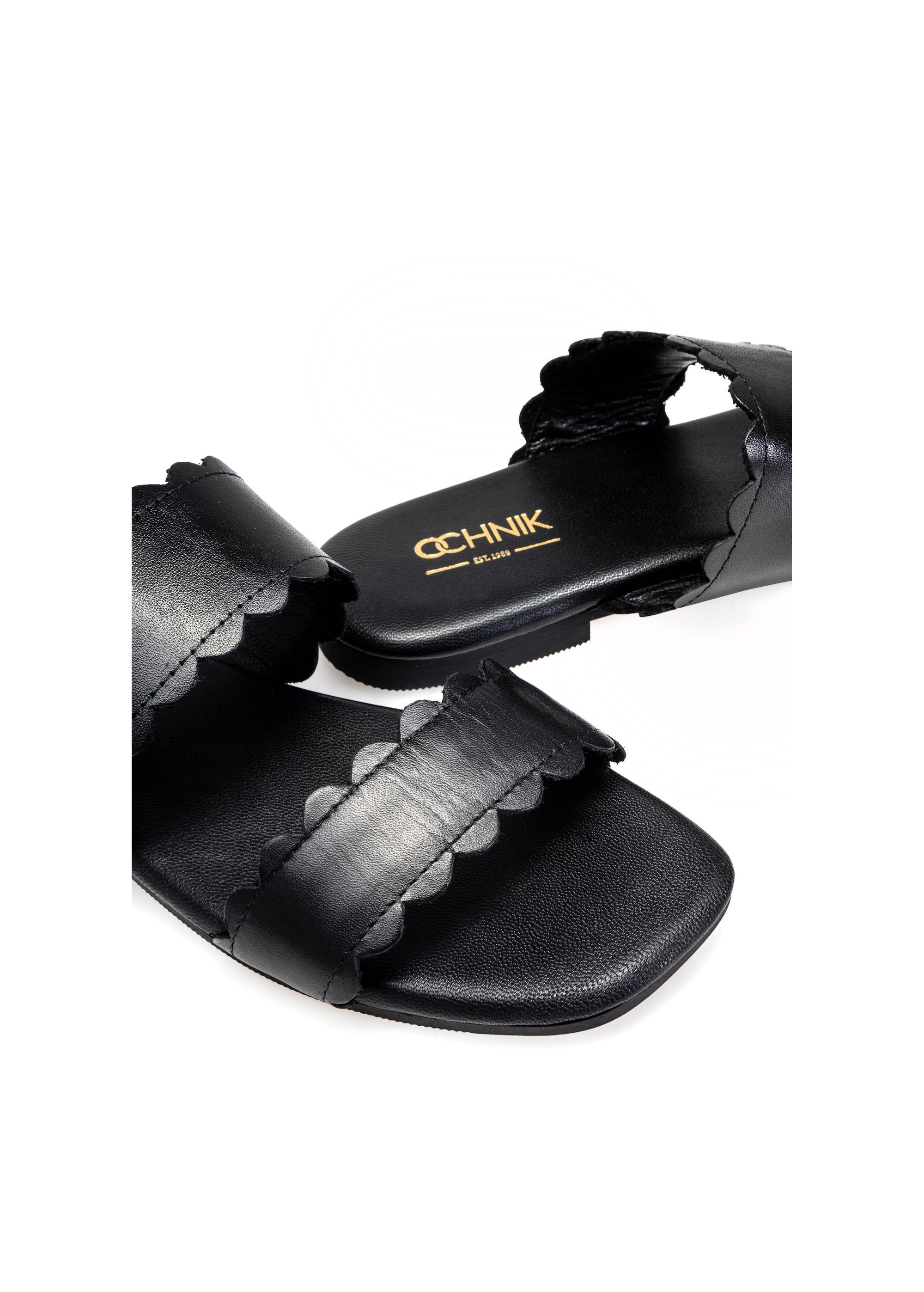 Black leather women's flip-flops BUTYD-1150-99(W25)-07