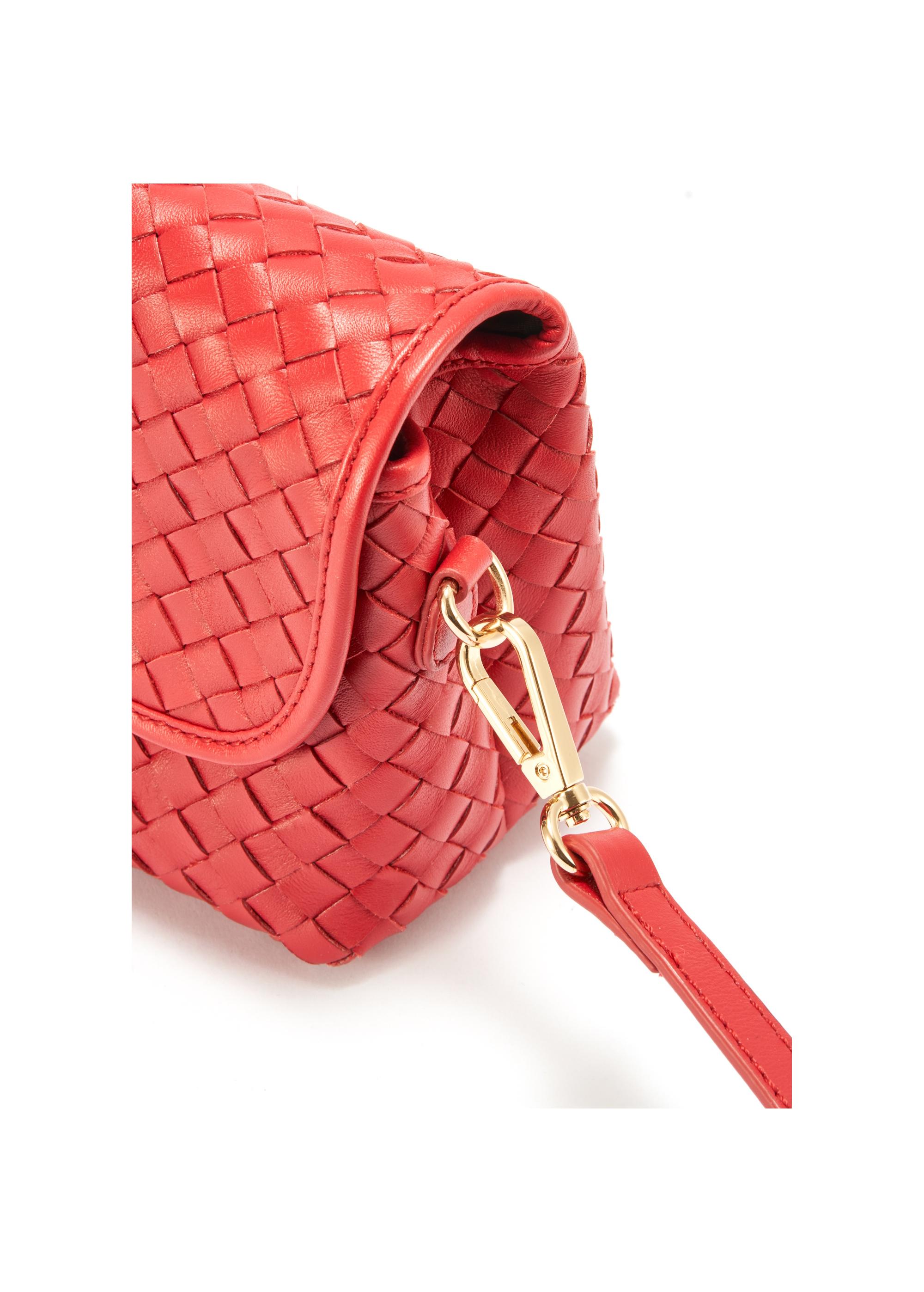 Red small woven leather handbag TORES-1108-42(W25)-05