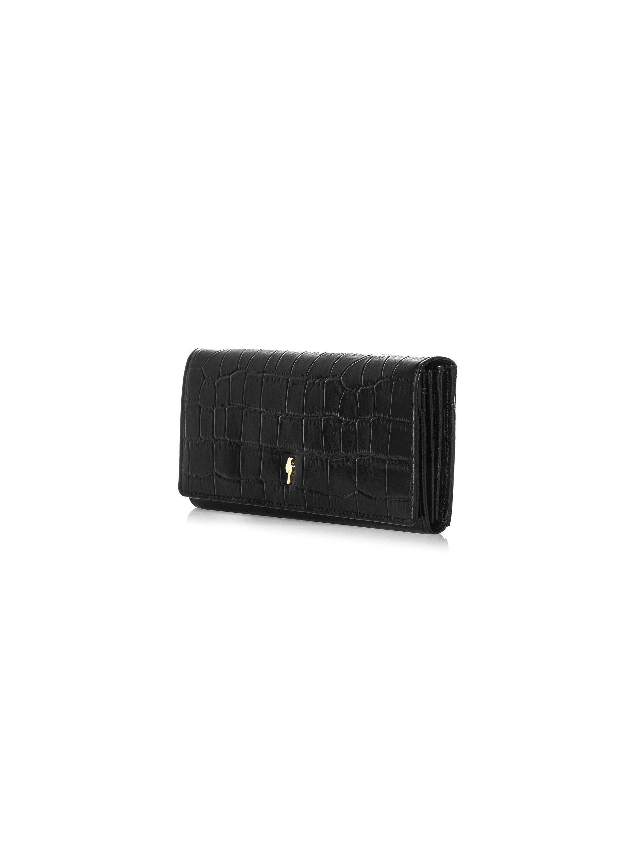 Leather black women's croco wallet PORES-0889A-99(Z24)-02