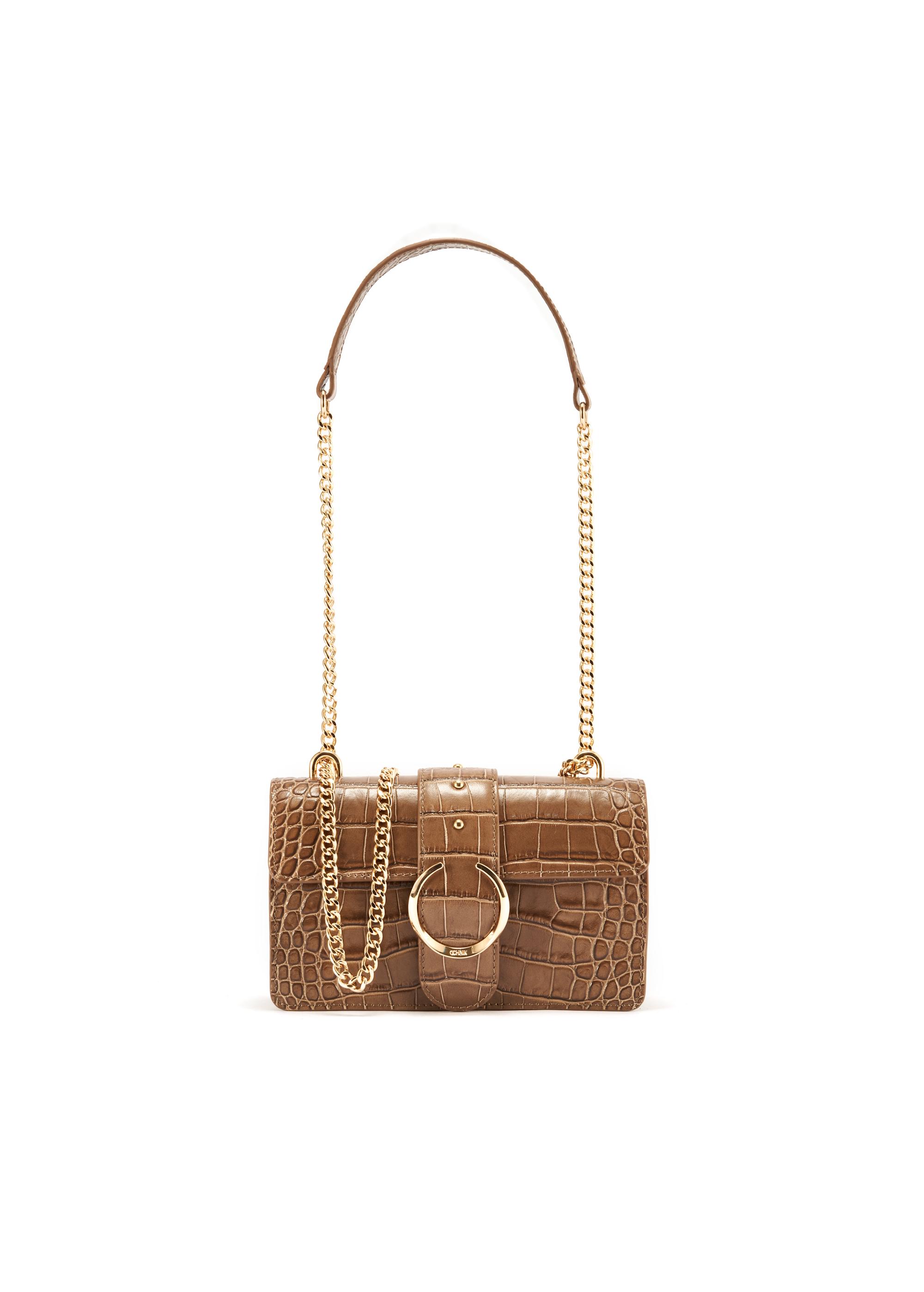 Beige small croco leather handbag TORES-1117-81(W25)-01