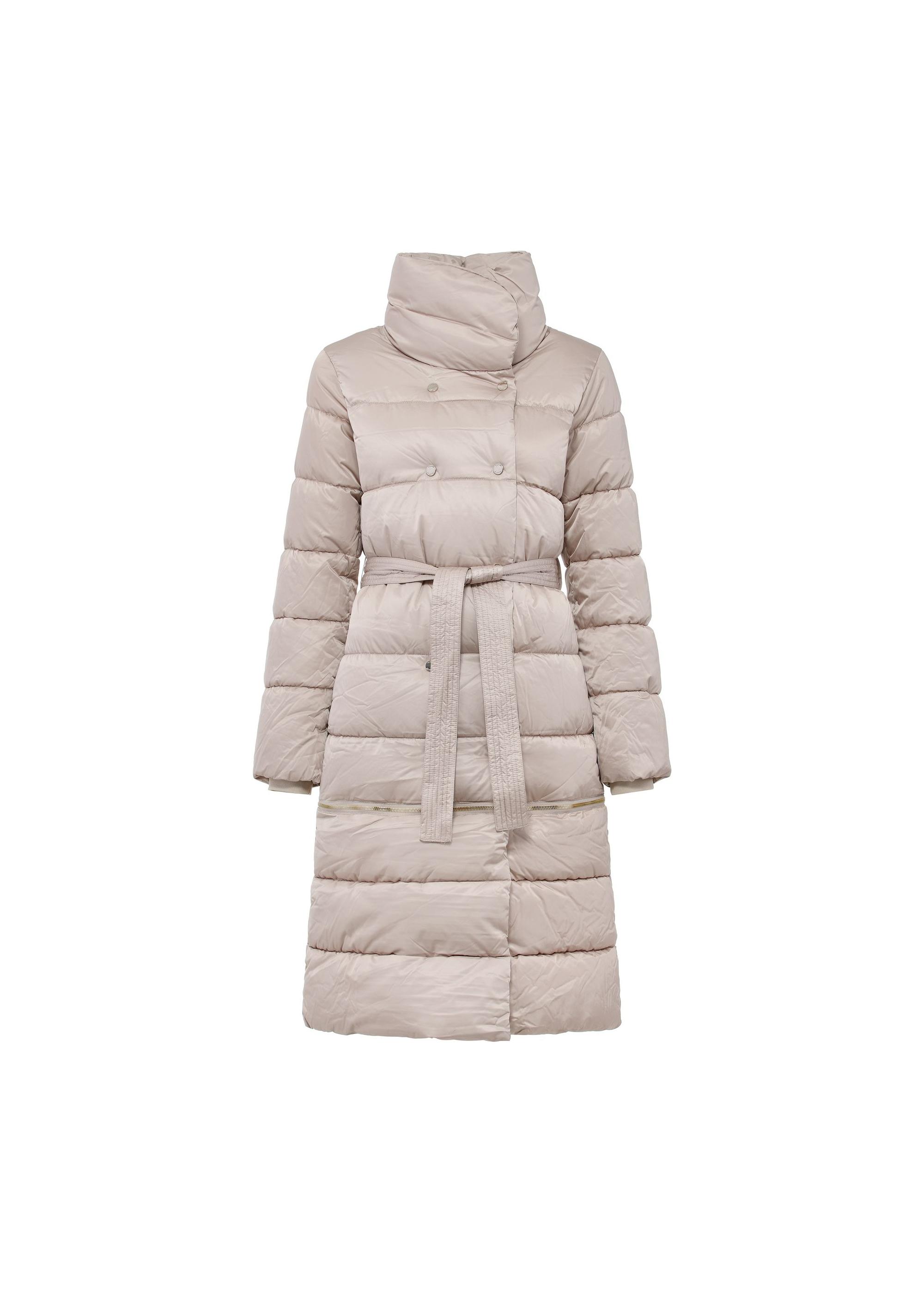 Beige quilted women's winter jacket KURDT-0546-80(Z24)-01