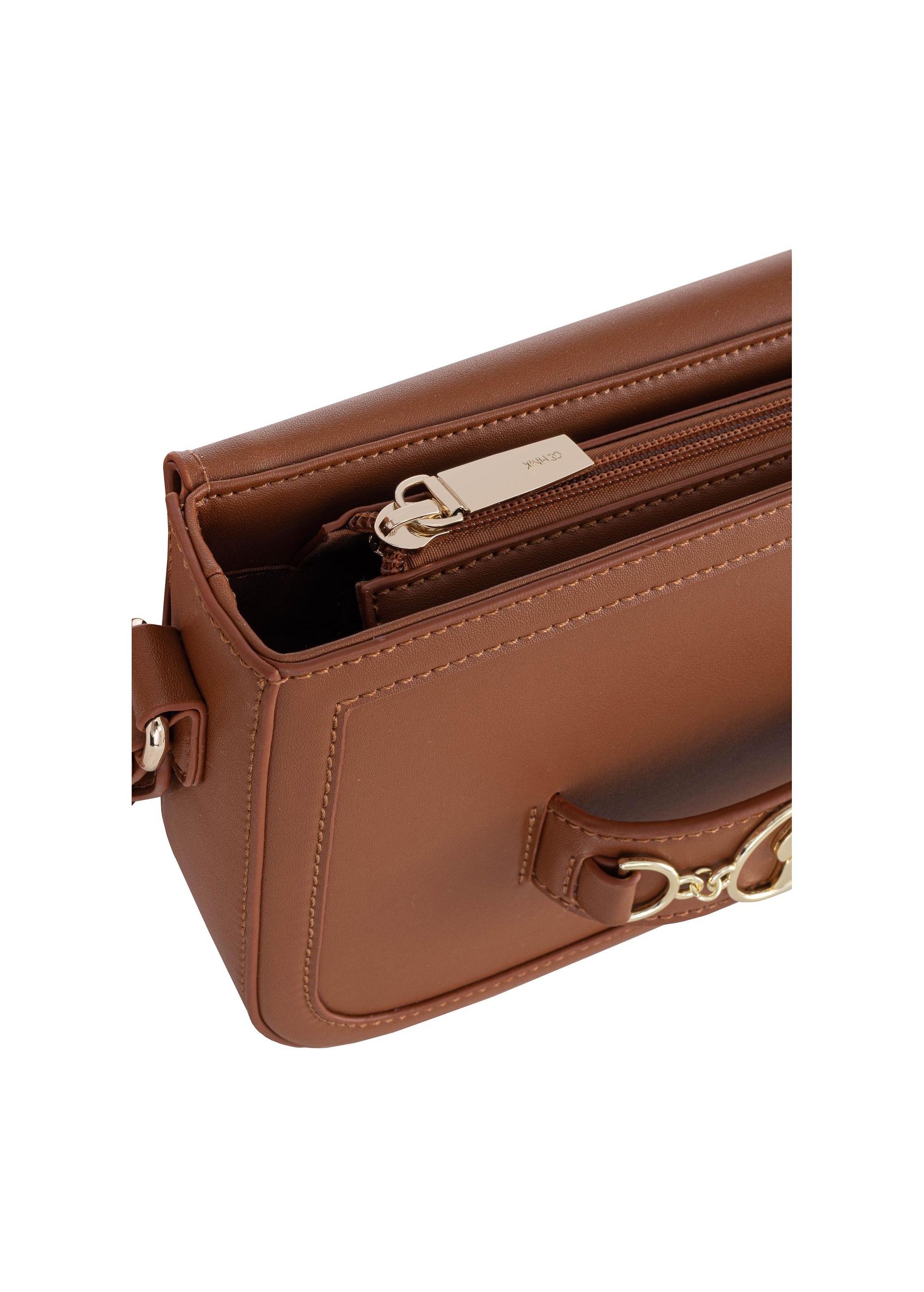 Small postbag in cognac color TOREC-0896-87(W24)-06