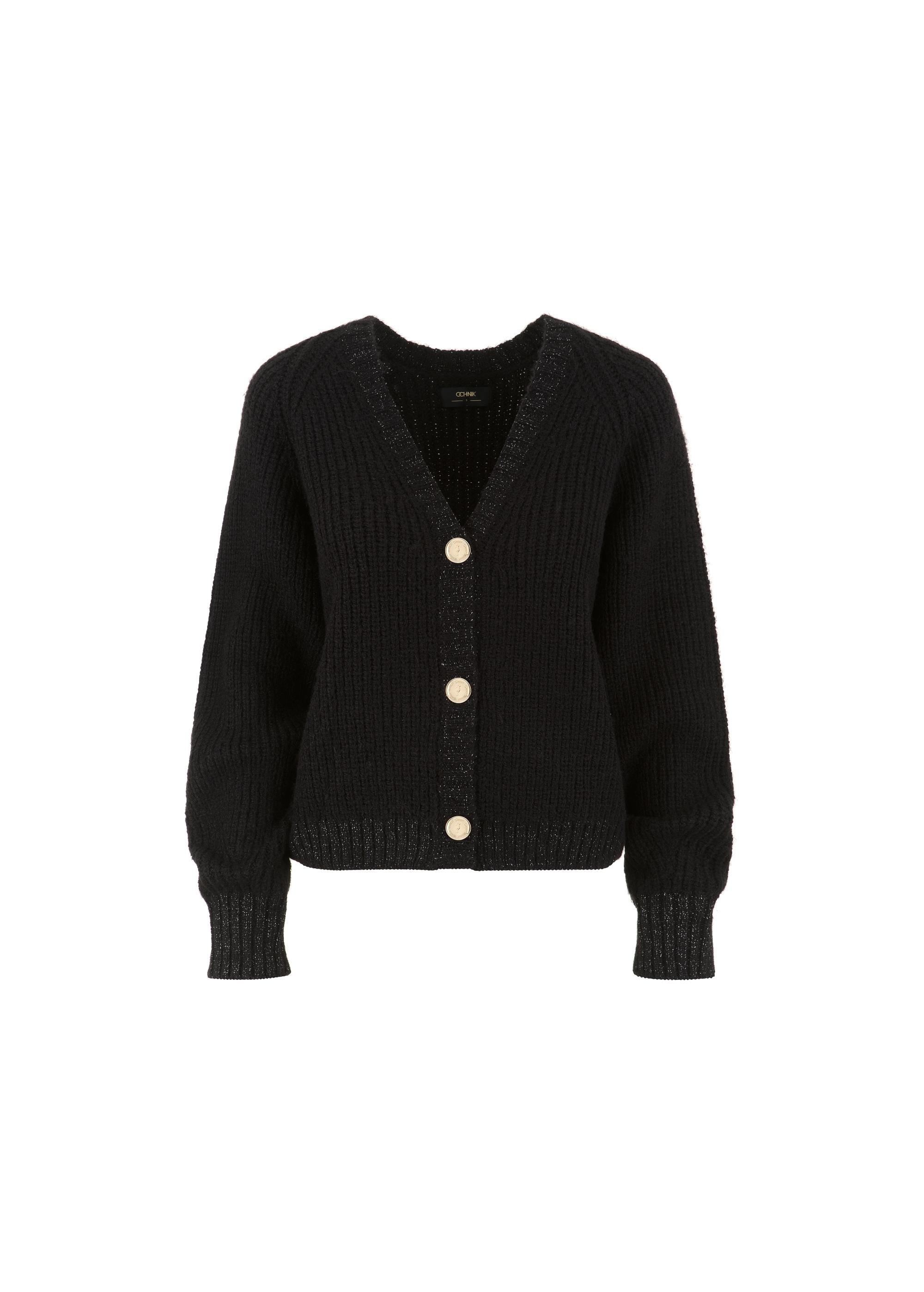 Black oversize cardigan for women KARDT-0036-99(Z23)-04