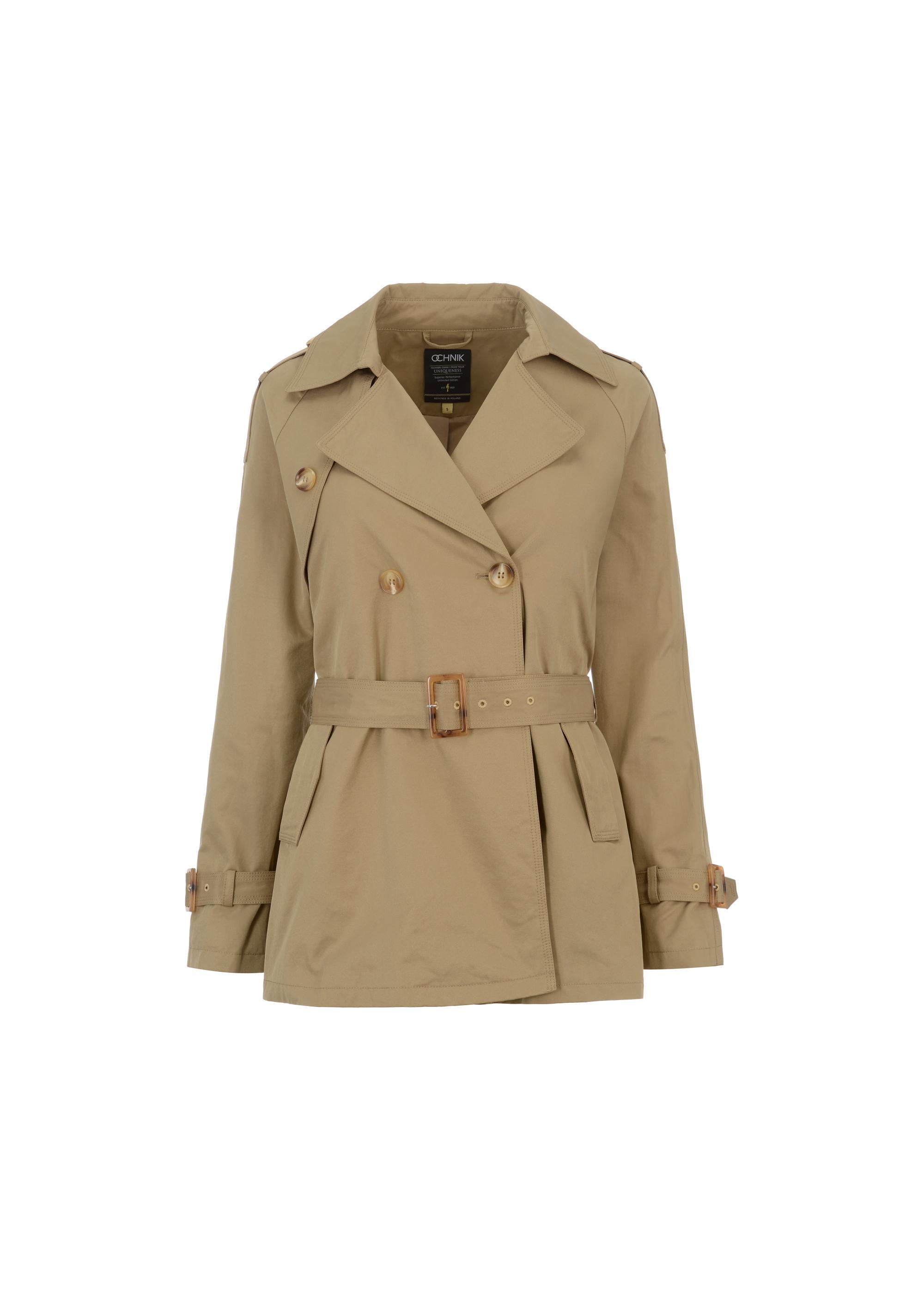 Women's double-breasted trench with belt KURDT-0446-82(W23)-03