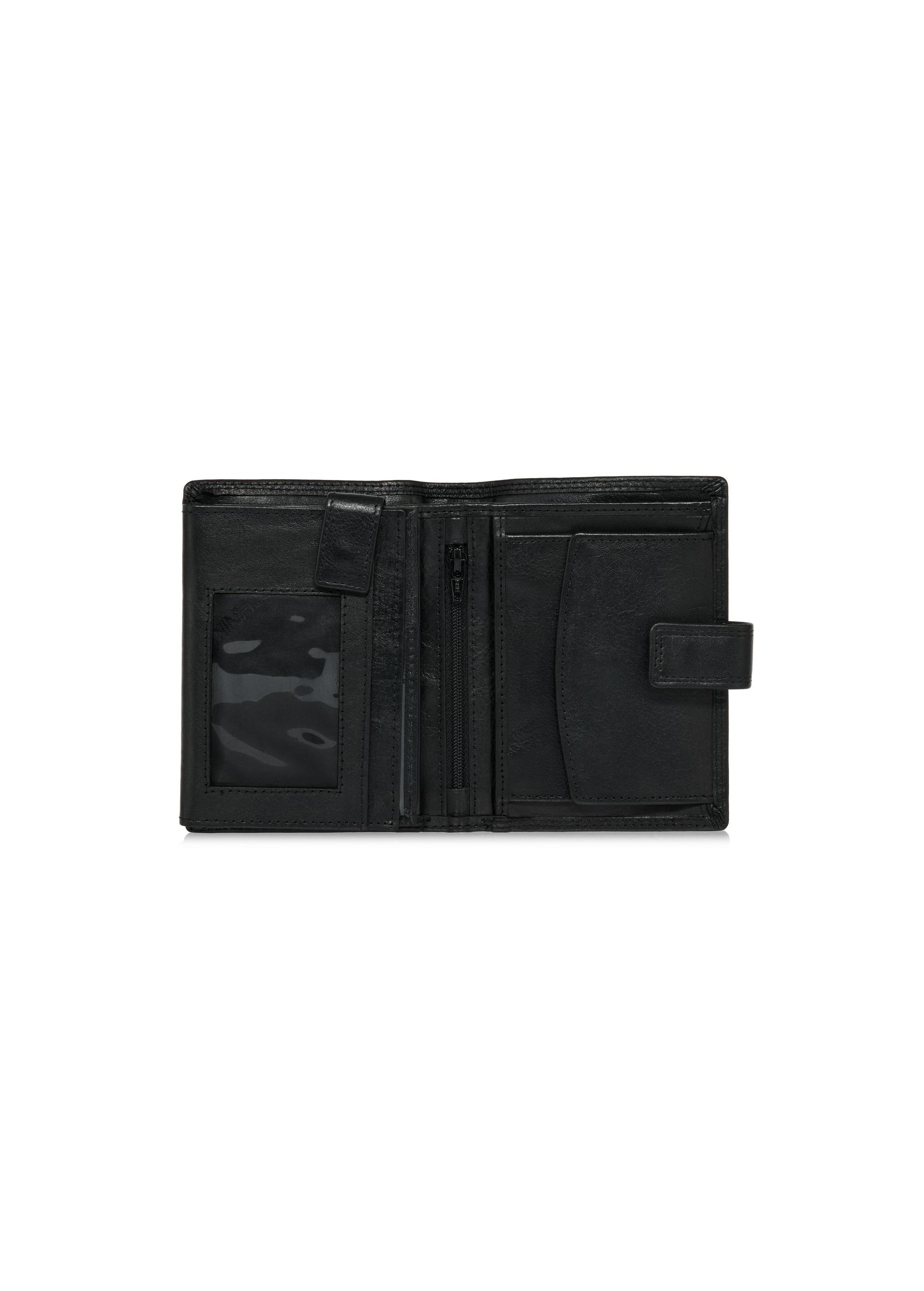 Men's black leather clasp wallet PORMS-0605-99(W24)-03