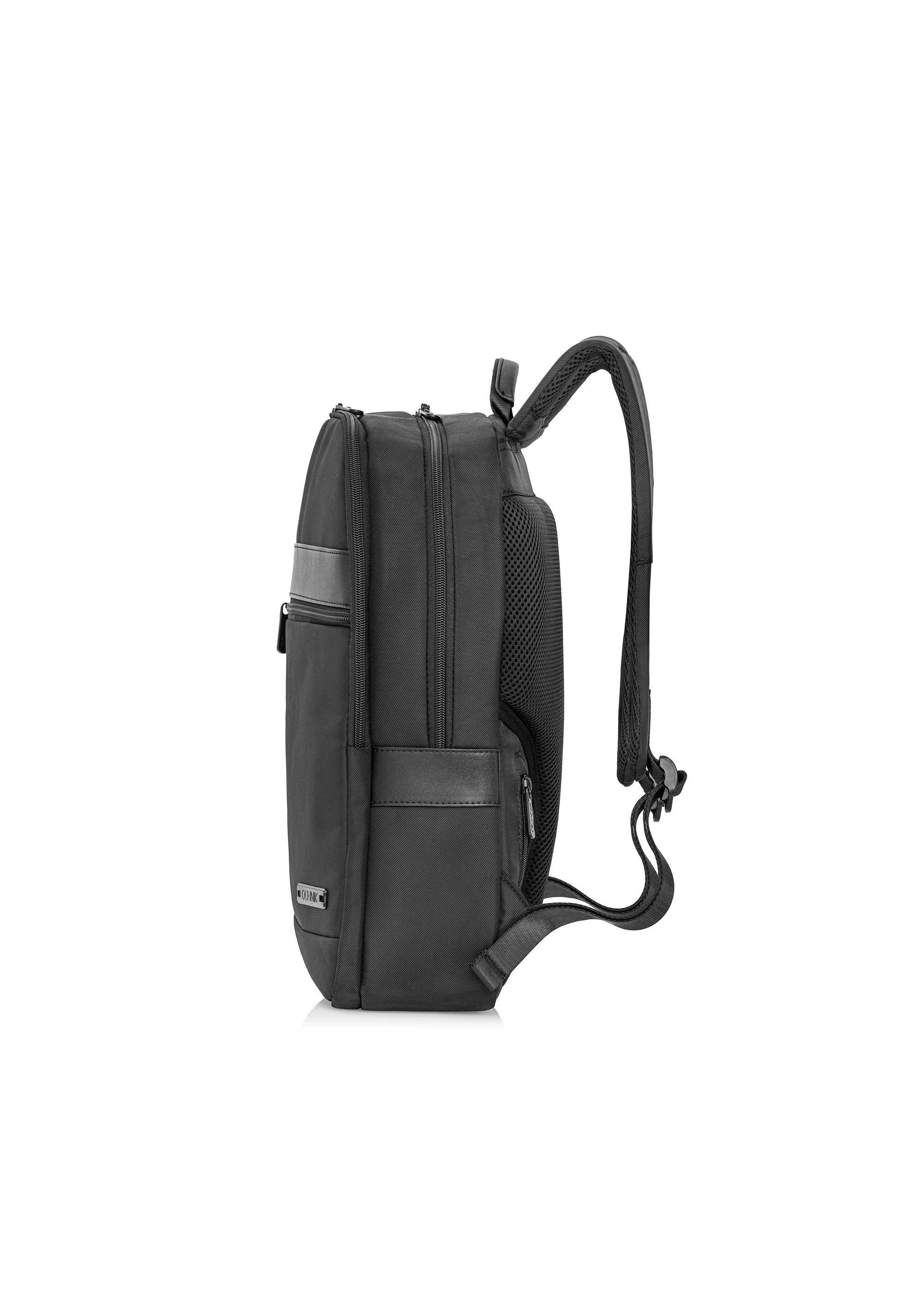 Black two-compartment men's backpack with logo PLCMN-0001C-99(Z24)-03