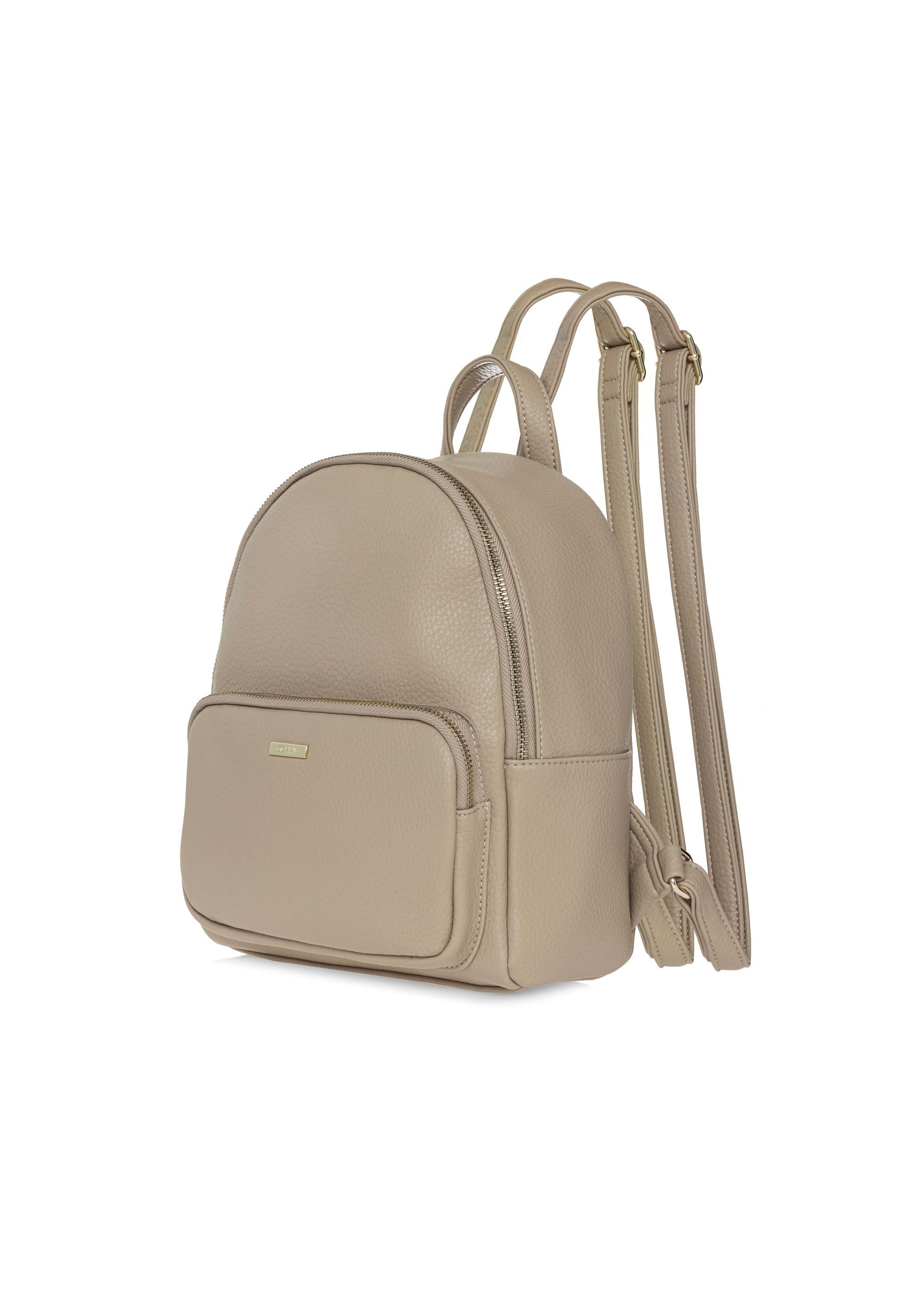 Beige women's backpack made of imitation leather TOREC-1014-81(W25)-02