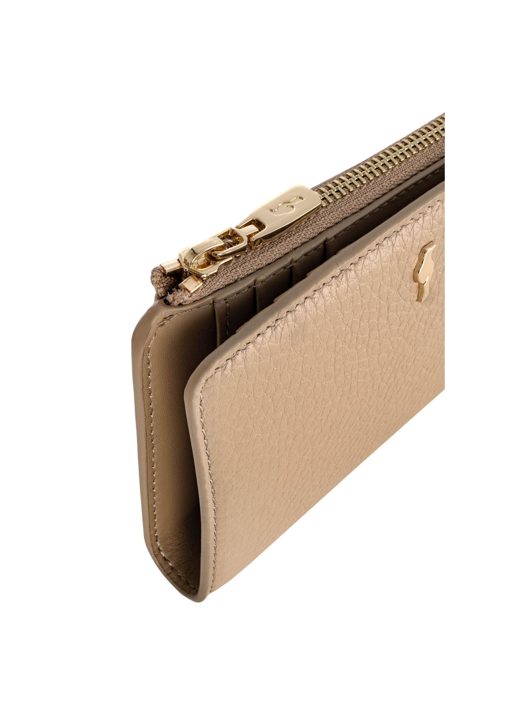 Women's beige leather wallet PORES-0904F-80(W25)-06