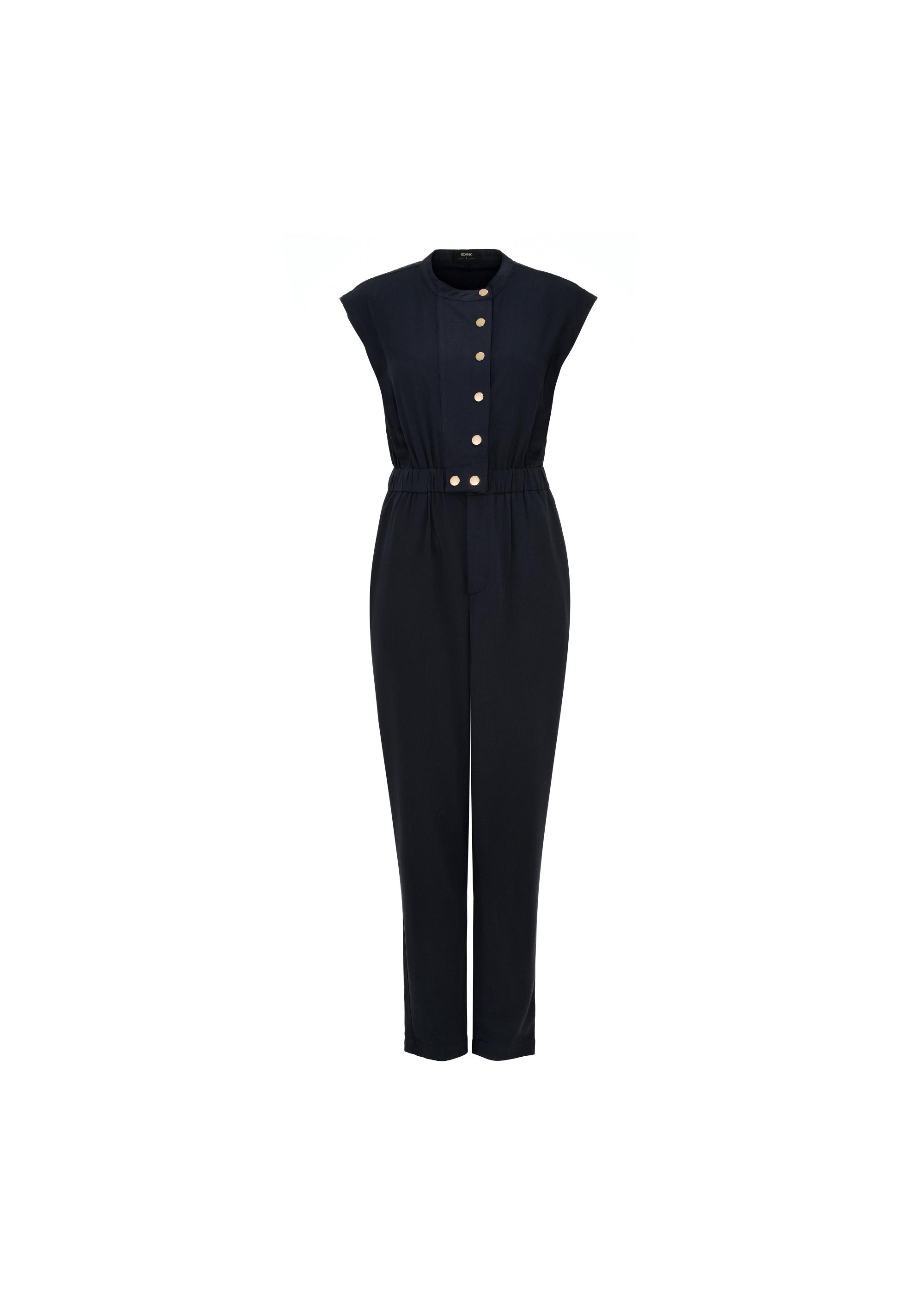 Navy blue long women's jumpsuit KOBDT-0007-69(W24)-05