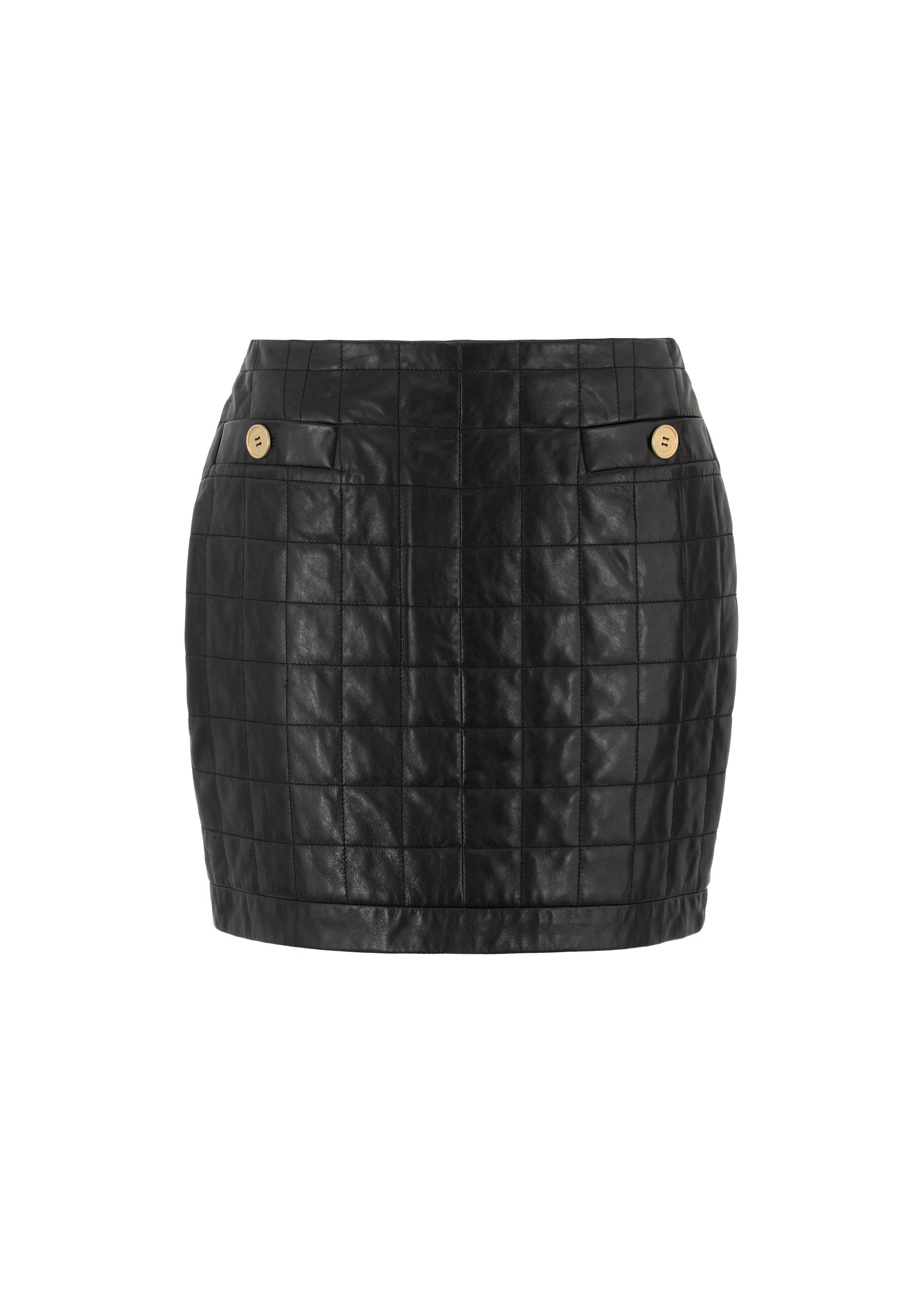 Black quilted leather skirt SPCDS-0067-1036(W23)-04