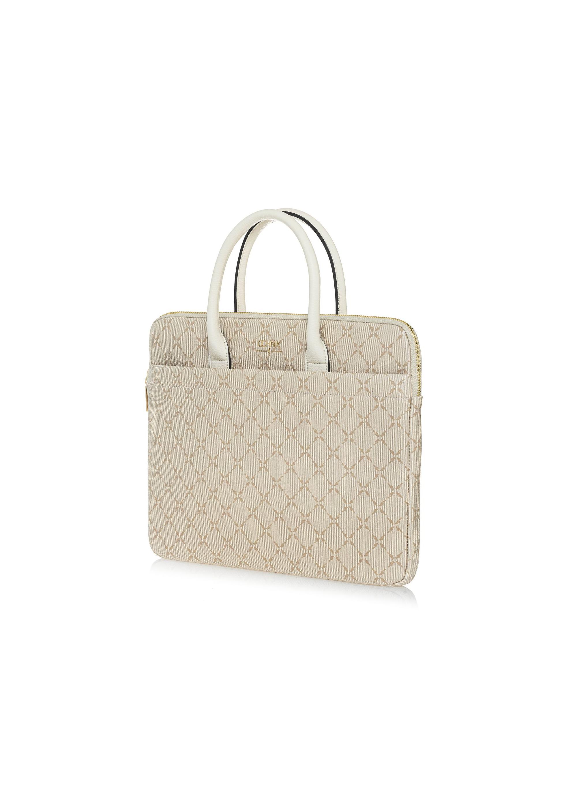 Beige women's laptop bag with monogram TOREC-1027-81(W25)-02