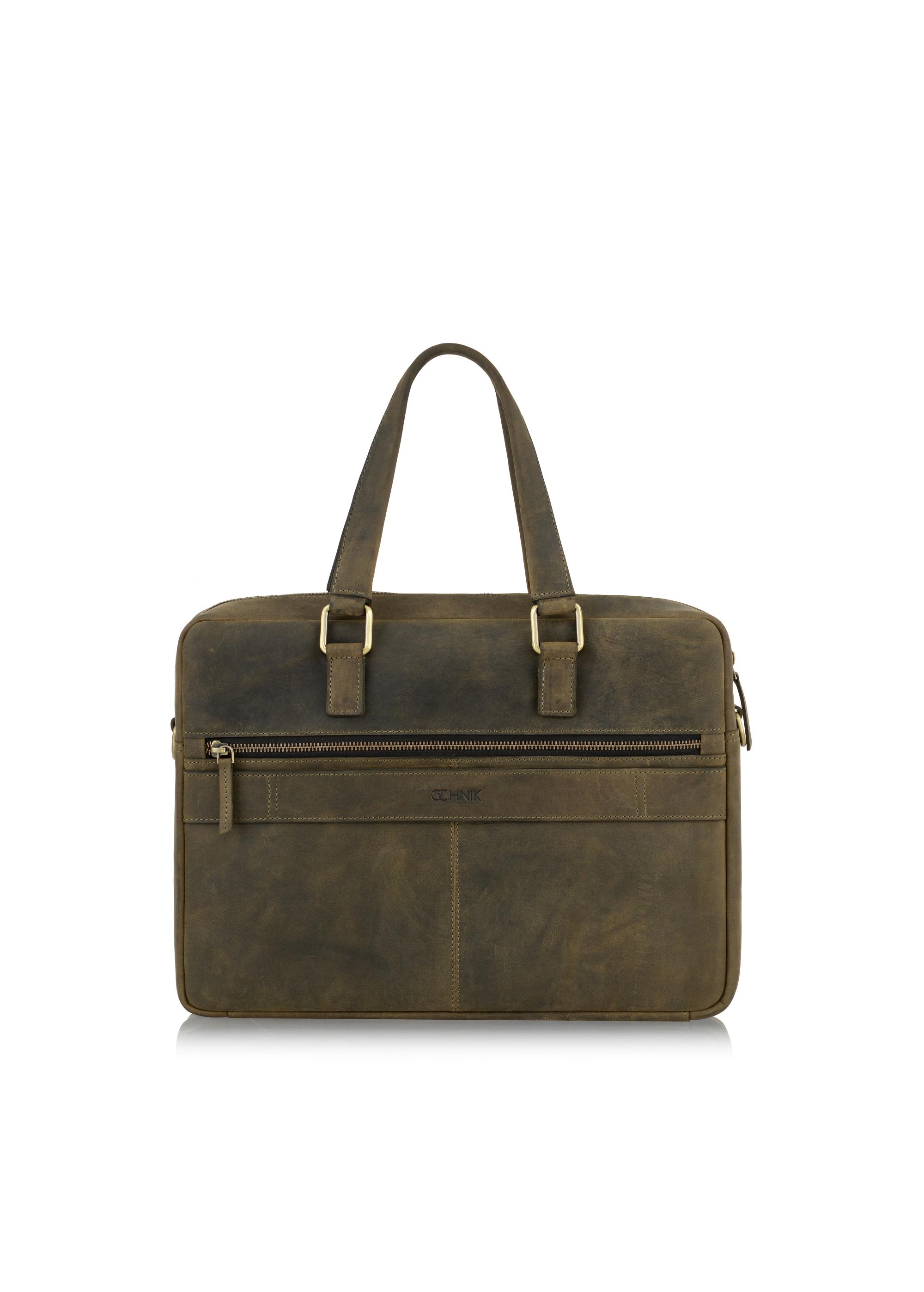 Men's khaki leather bag TORMS-0321-51(W23)-04