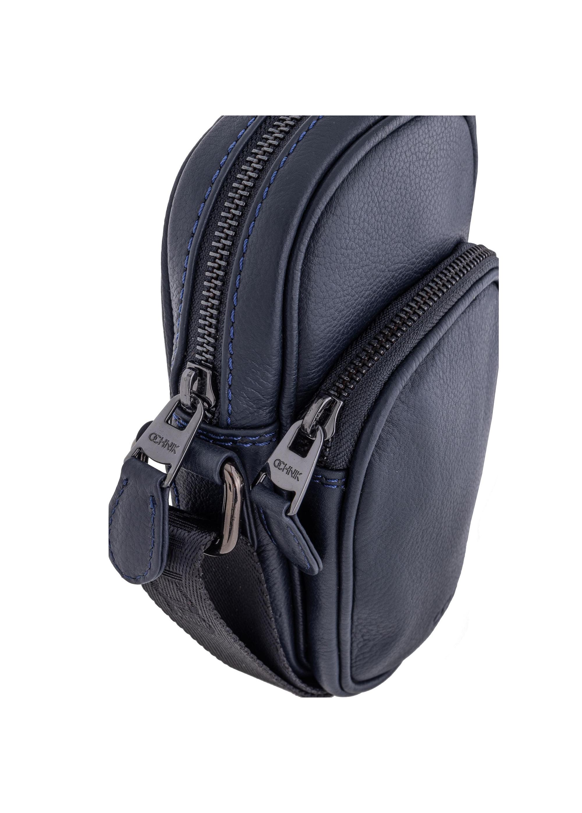 Men's navy blue leather sachet TORMS-0409-69(W24)-05