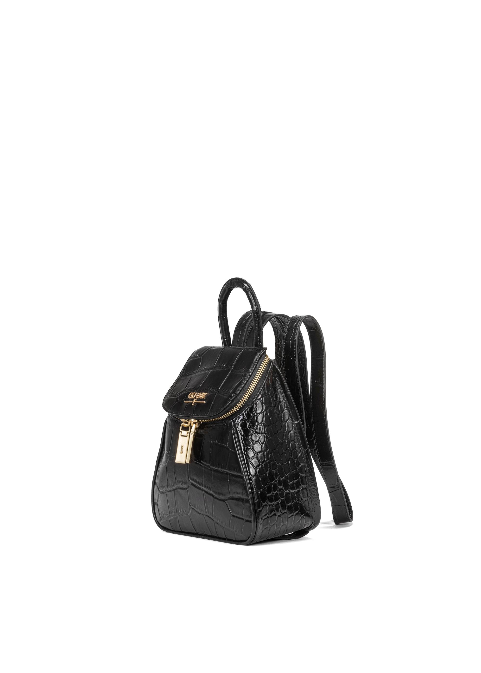 Black small leather women's backpack PLCDS-0002-99(W25)-02