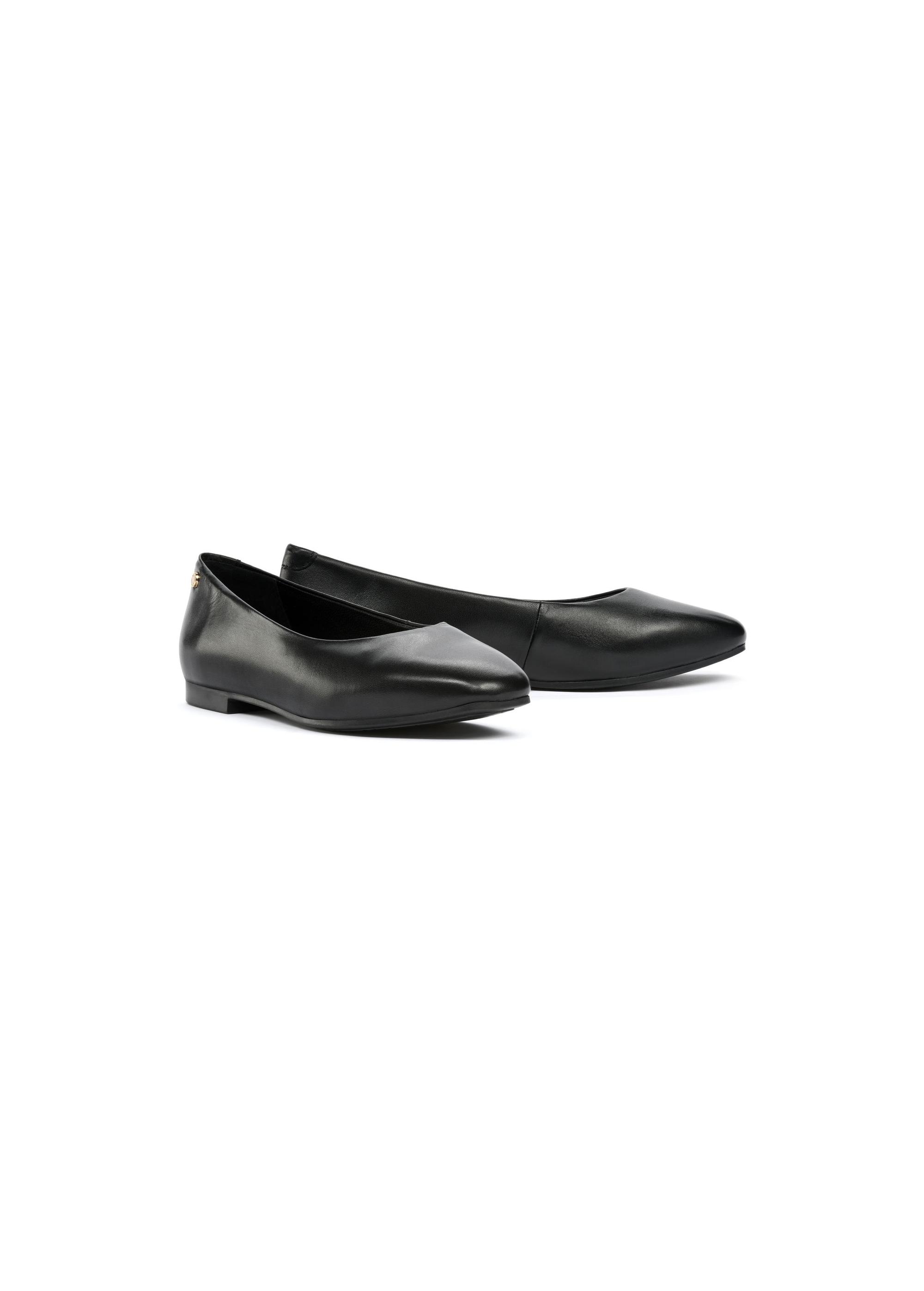 Black leather women's ballet flats BUTYD-1144-99(W25)-02