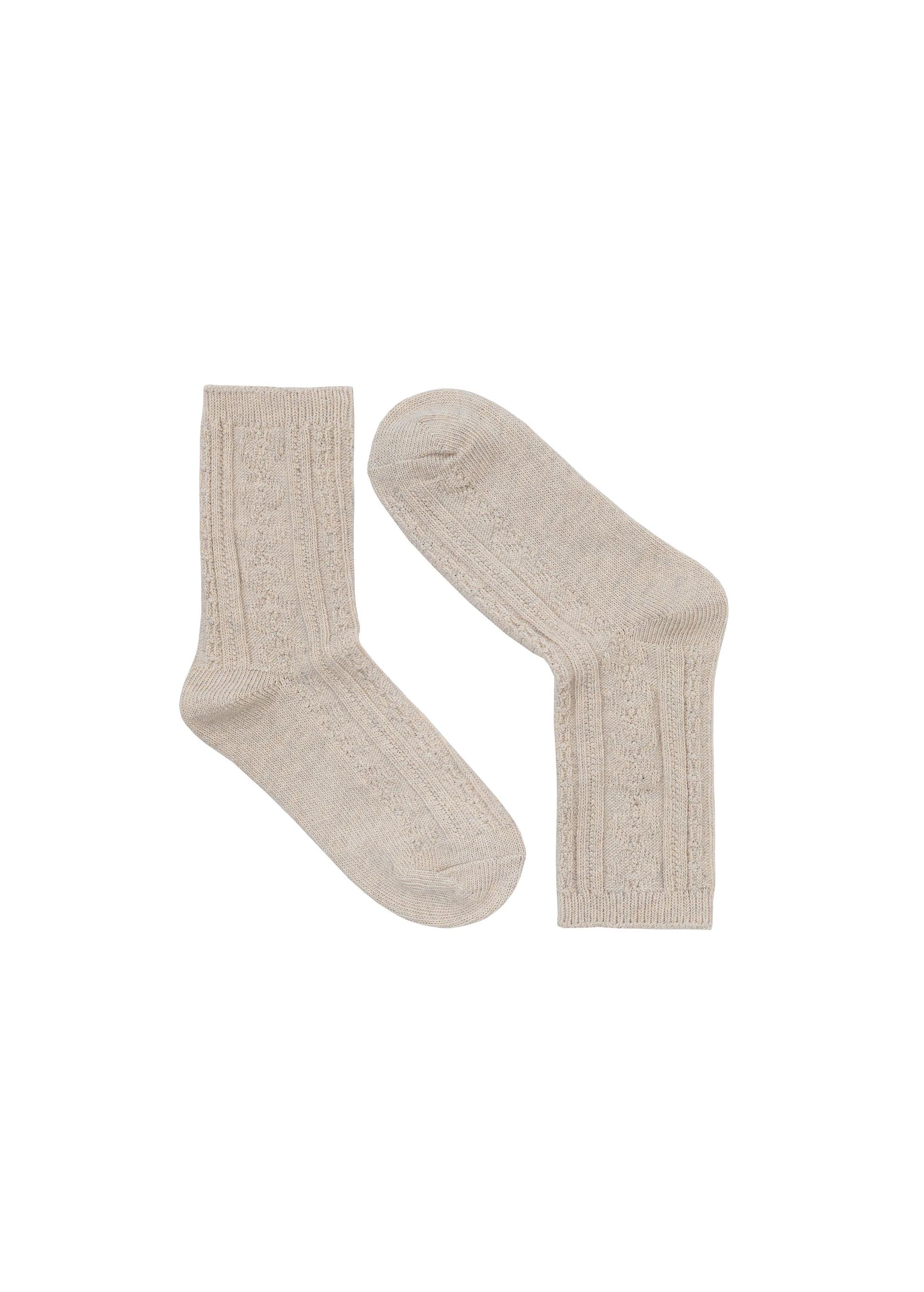 Long beige women's socks SKADT-0071-80(Z24)-01