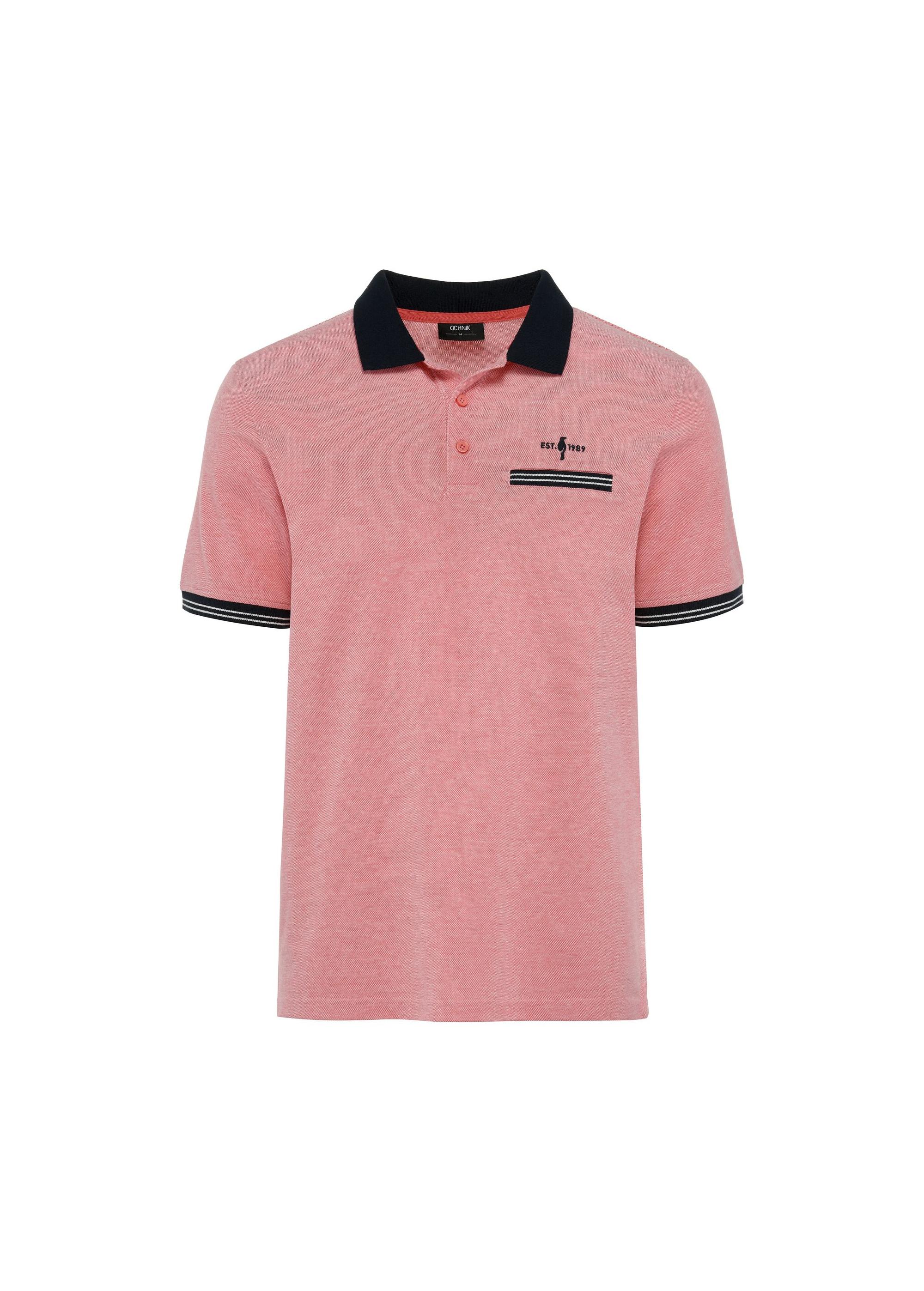 Coral polo shirt with contrasting accents POLMT-0068-18(W25)-01