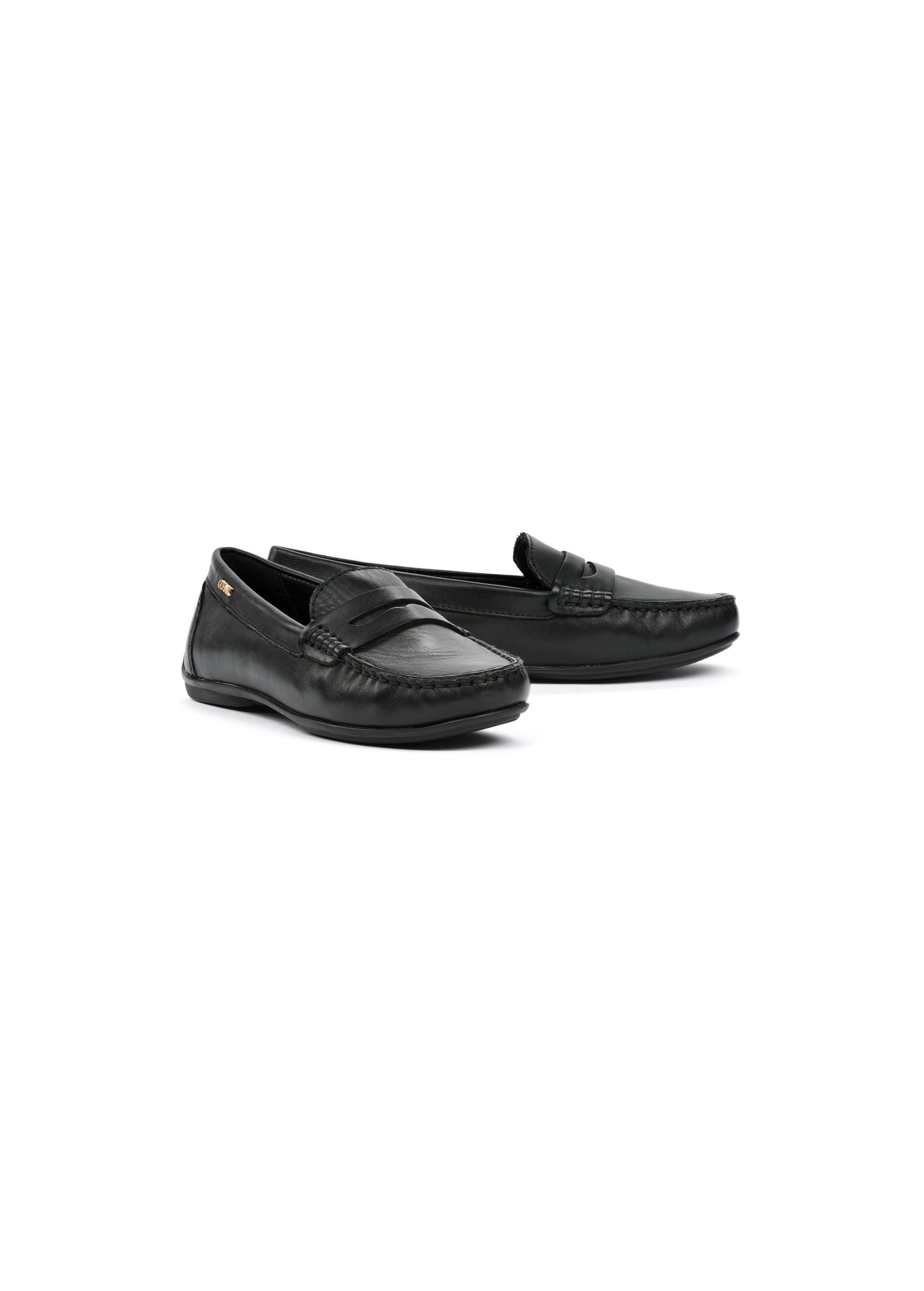 Black leather women's loafers BUTYD-1054A-99(W25)-02