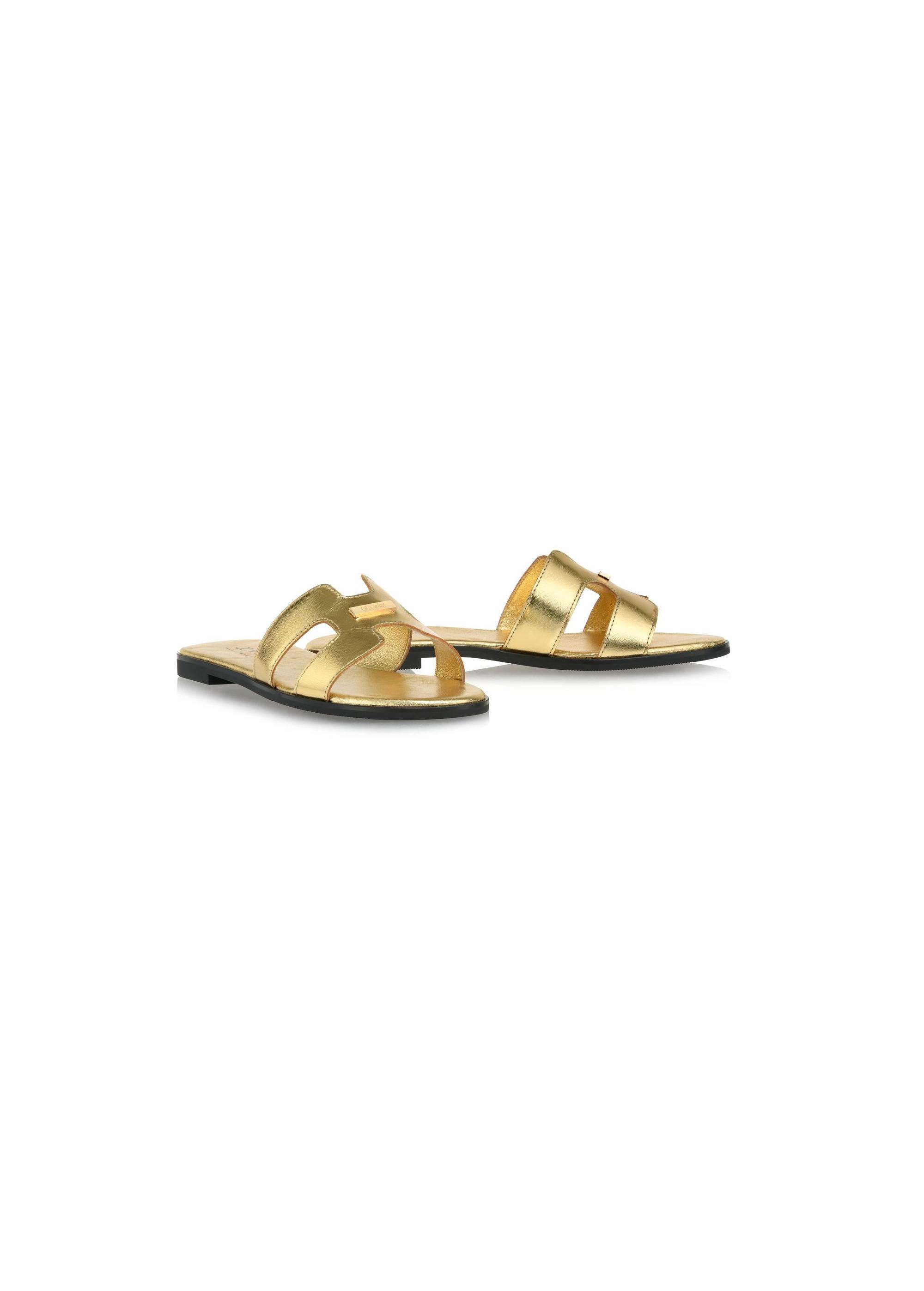 Women's gold leather flip-flops BUTYD-0725B-28(W24)-02