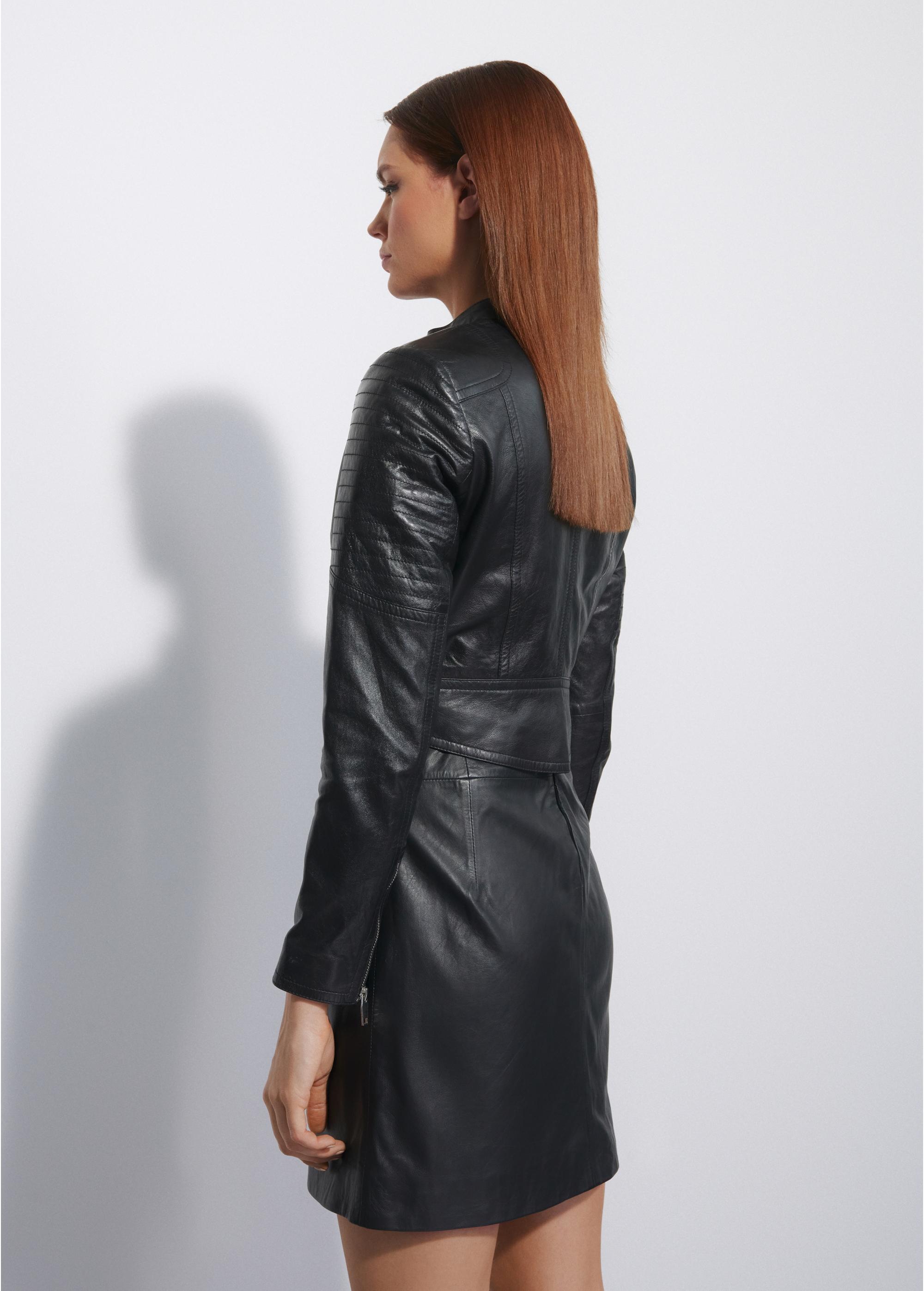 Women's black leather jacket KURDS-0321A-1293(W24)-03