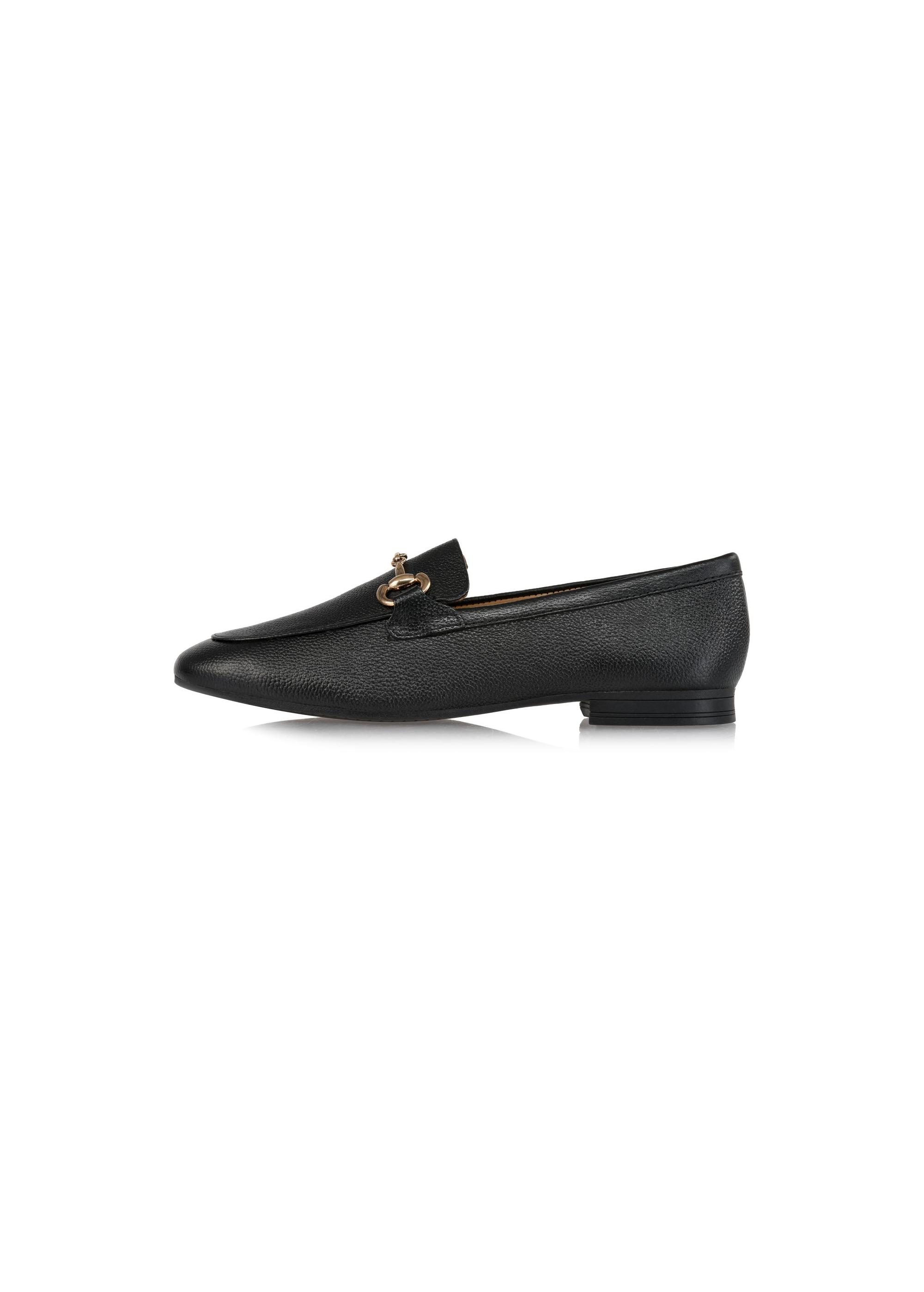 Black leather women's loafers BUTYD-1105-99(Z24)-03