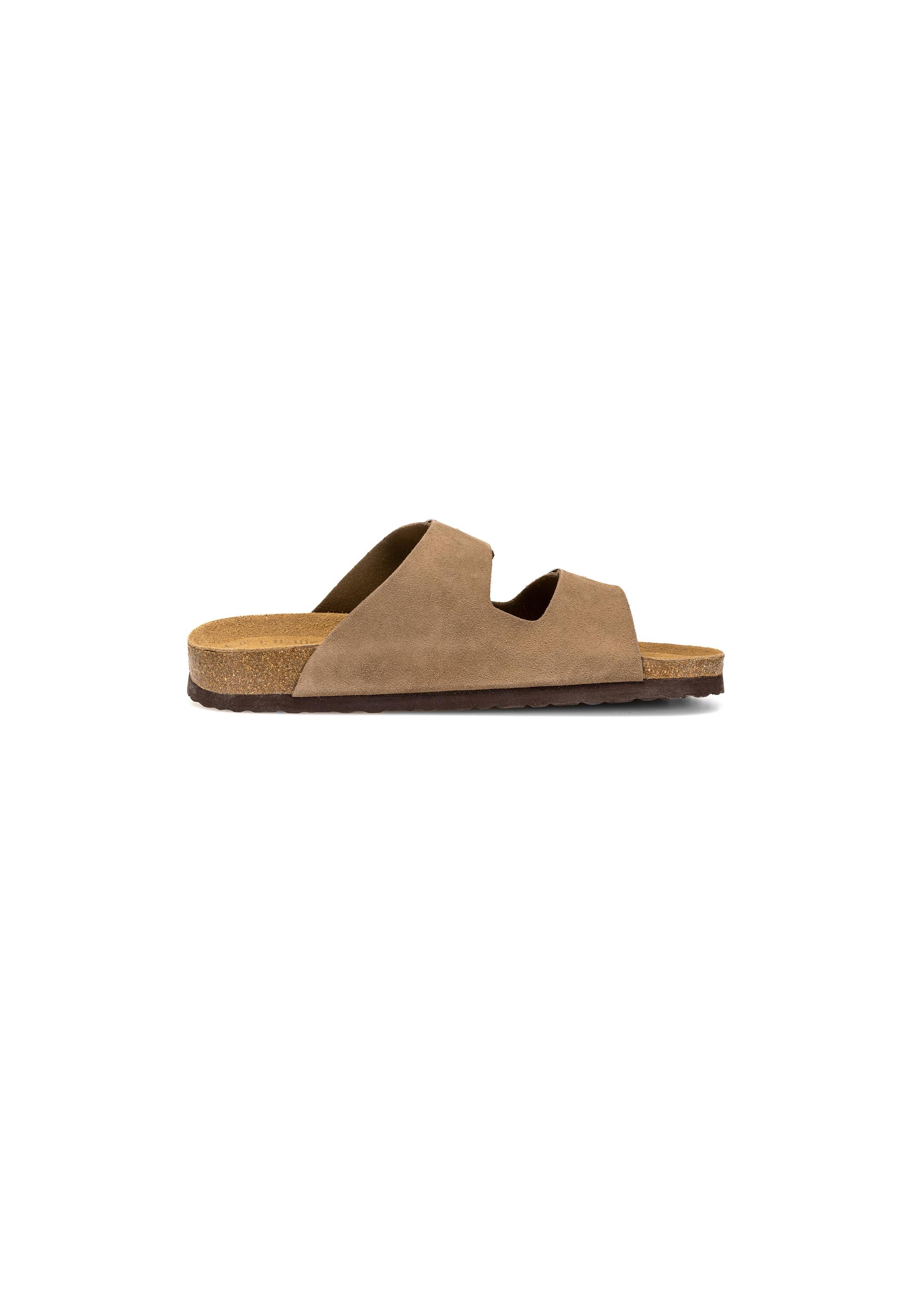 Dark beige leather men's flip-flops BUTYM-0495-82(W25)-03