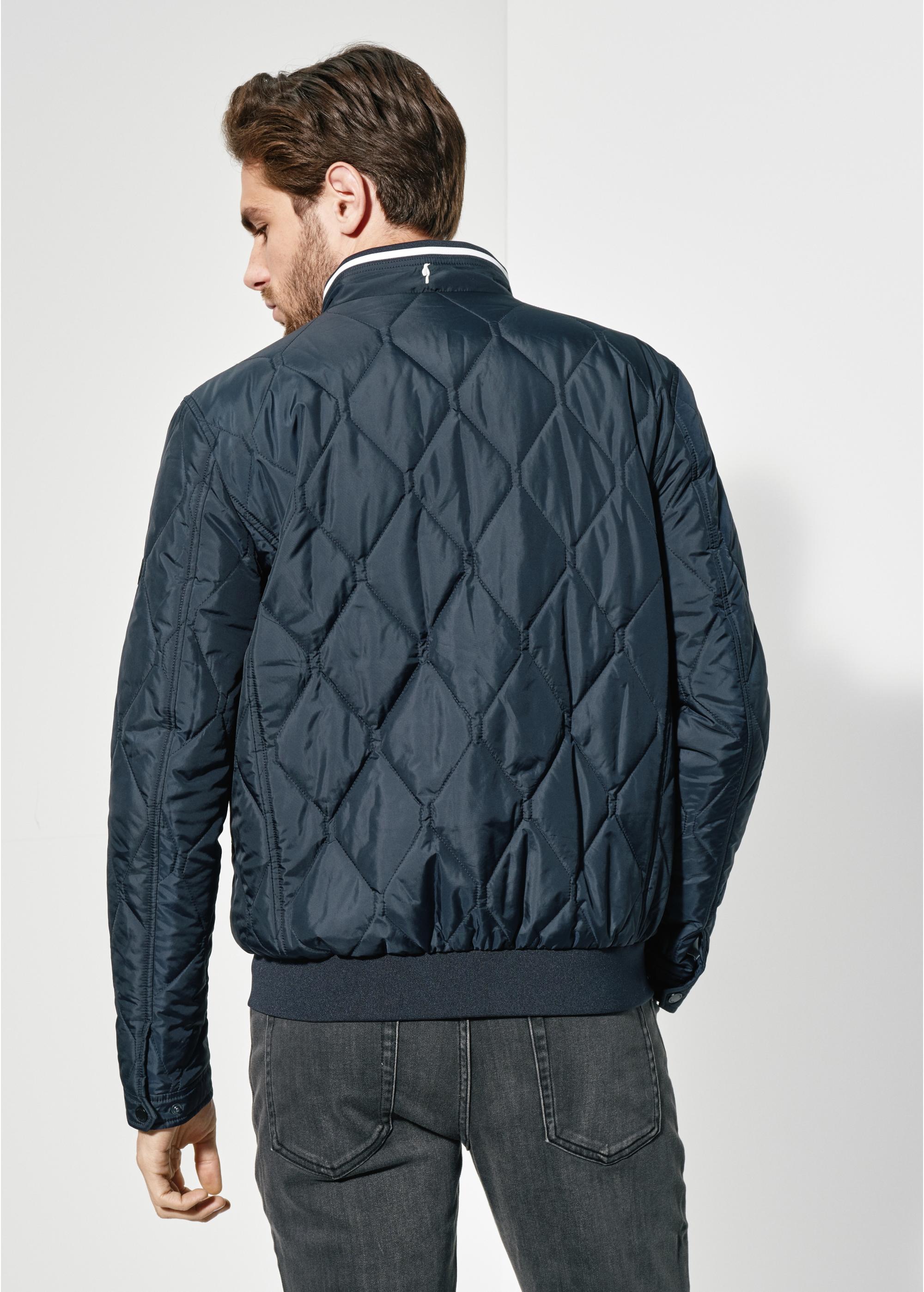 Men's navy blue quilted jacket KURMT-0321-69(W24)-03