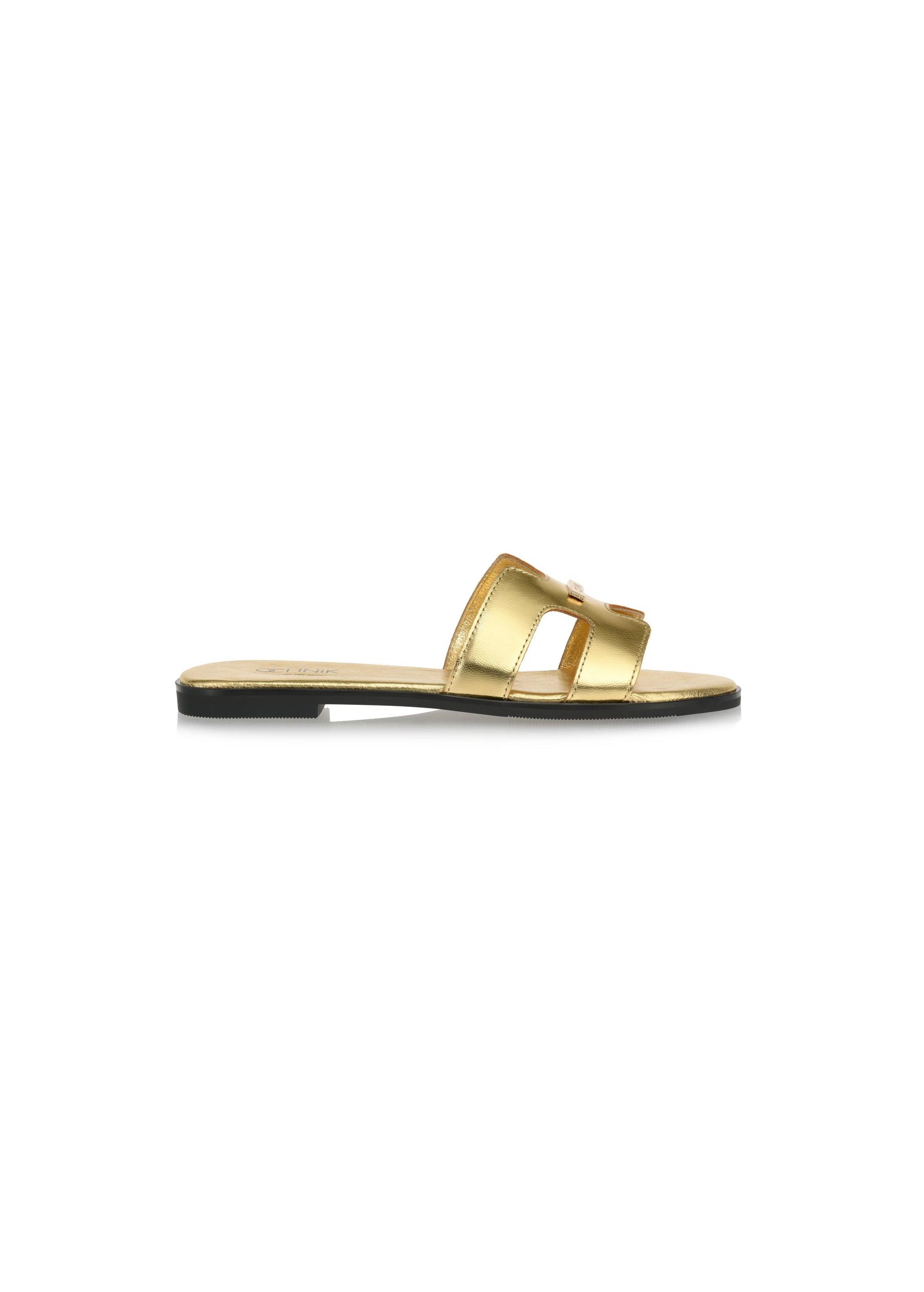 Women's gold leather flip-flops BUTYD-0725B-28(W24)-01