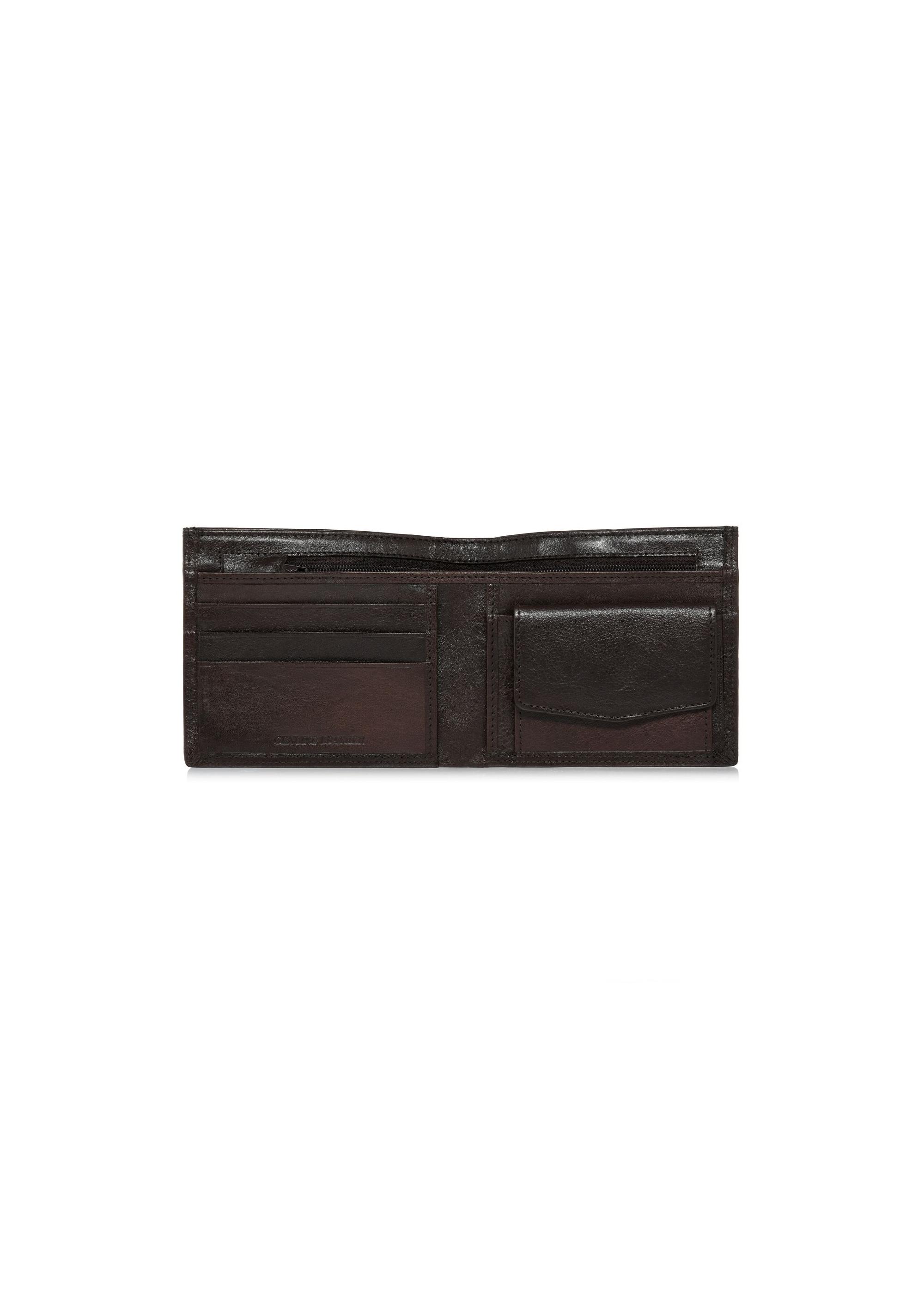 Unbuttoned brown leather men's wallet PORMS-0551-89(W24)-04