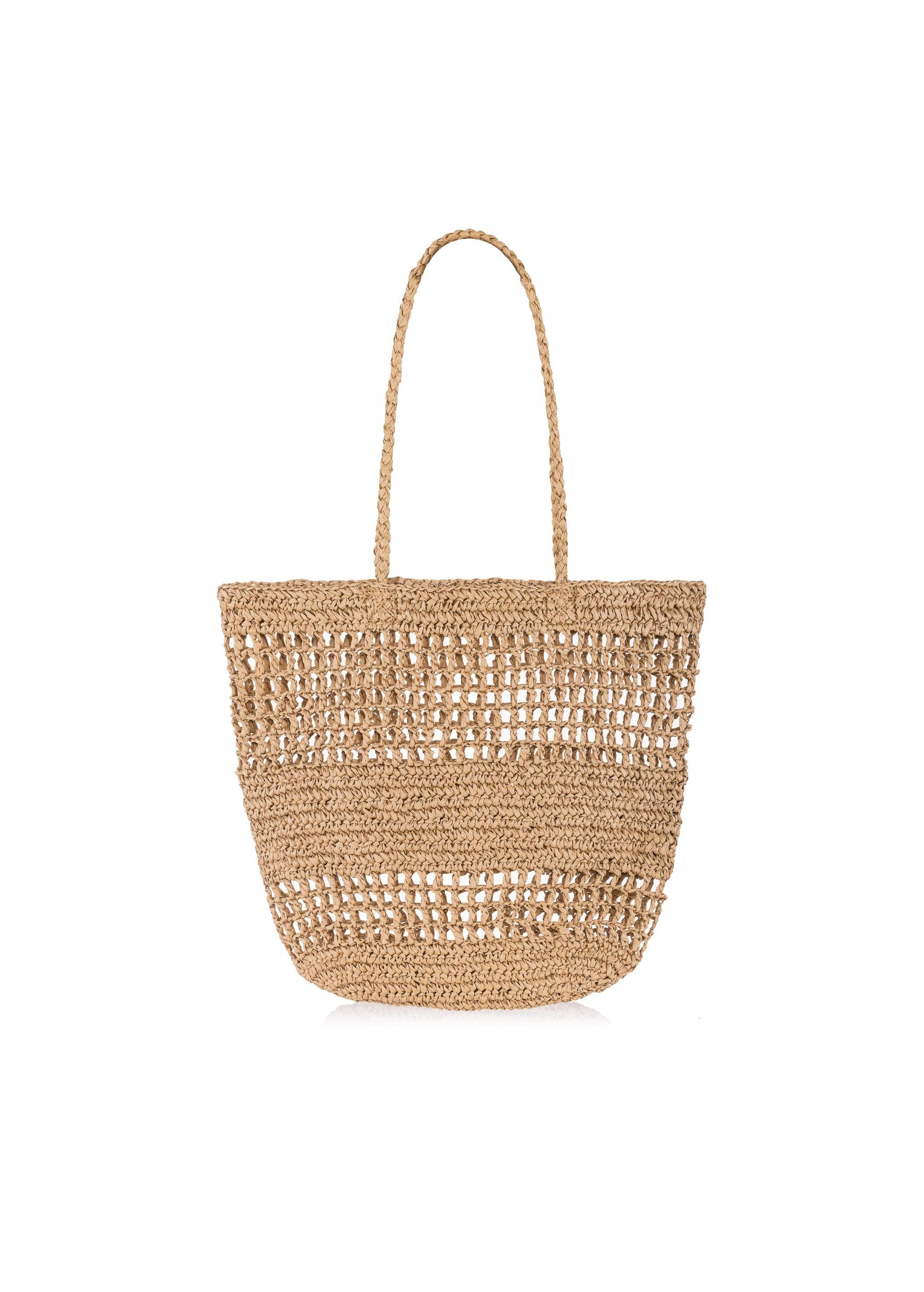 Straw beige shopper bag for women TOREC-0924A-25(W25)