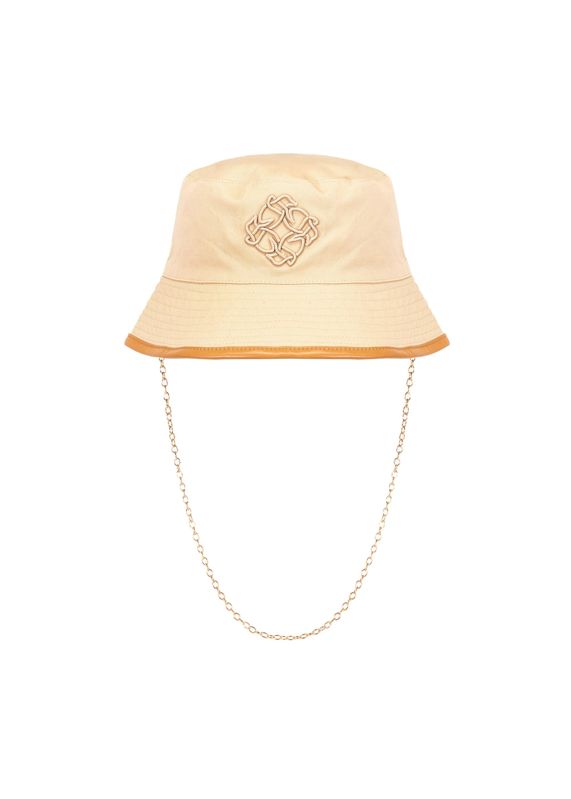 Beige women's hat with chain KAPDT-0044-25(W25)