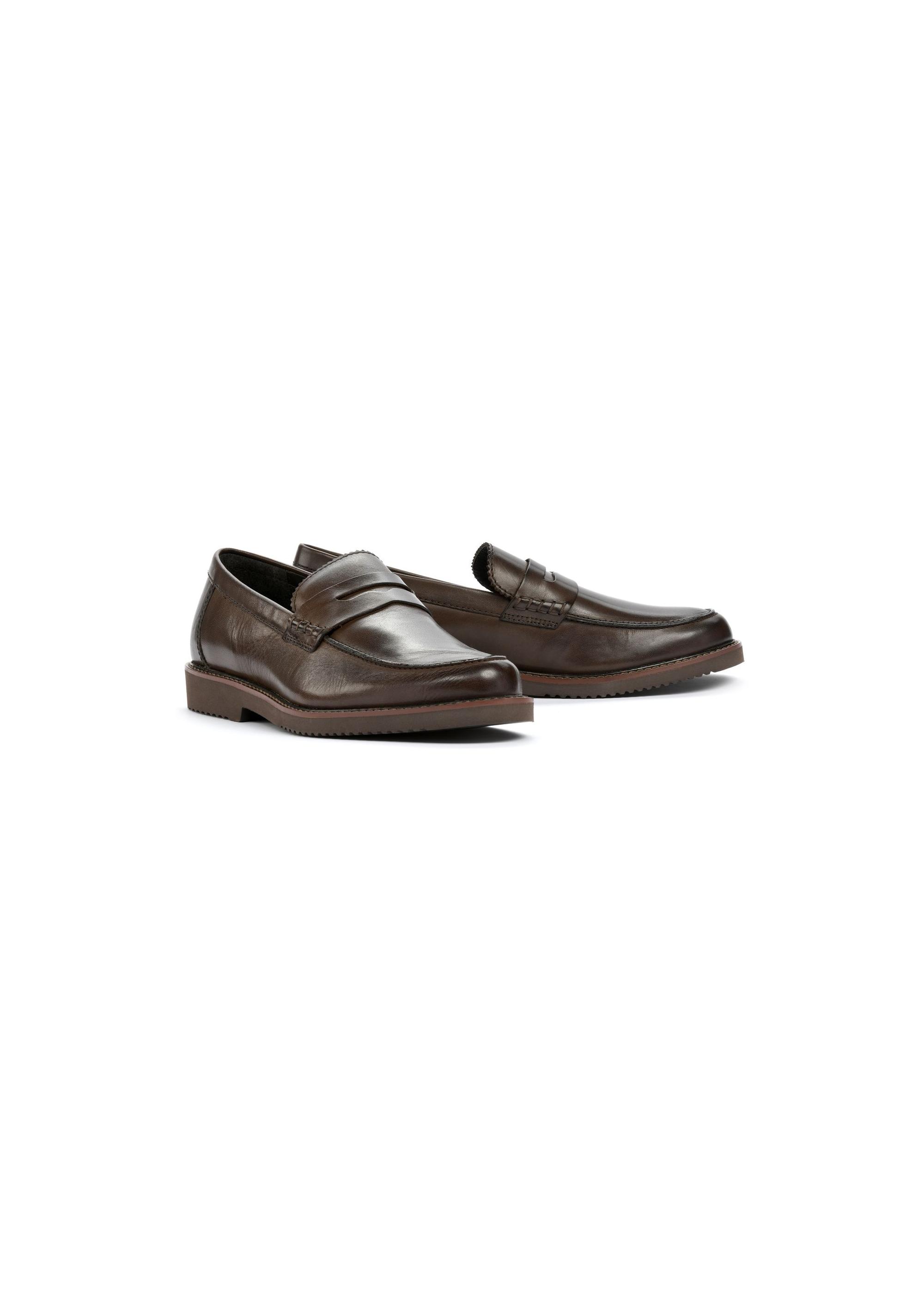 Dark brown leather men's loafers BUTYM-0502-90(W25)-02